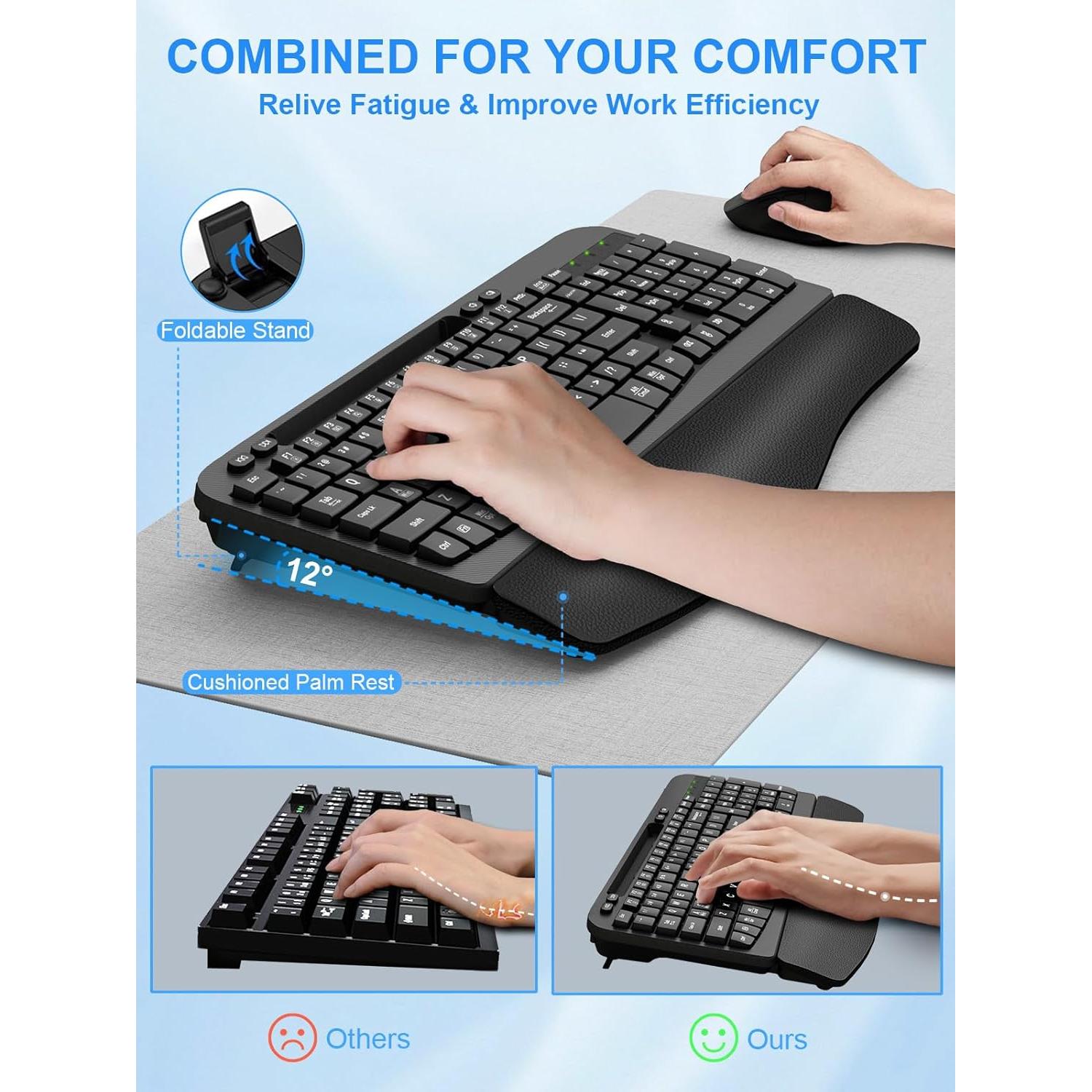 Combo Teclado y Ratón Inalámbrico Ergonómico Hayyiesh HPL812