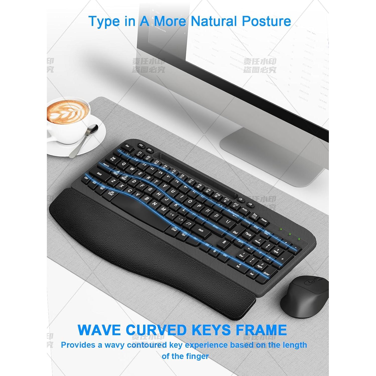 Combo Teclado y Ratón Inalámbrico Ergonómico Hayyiesh HPL812