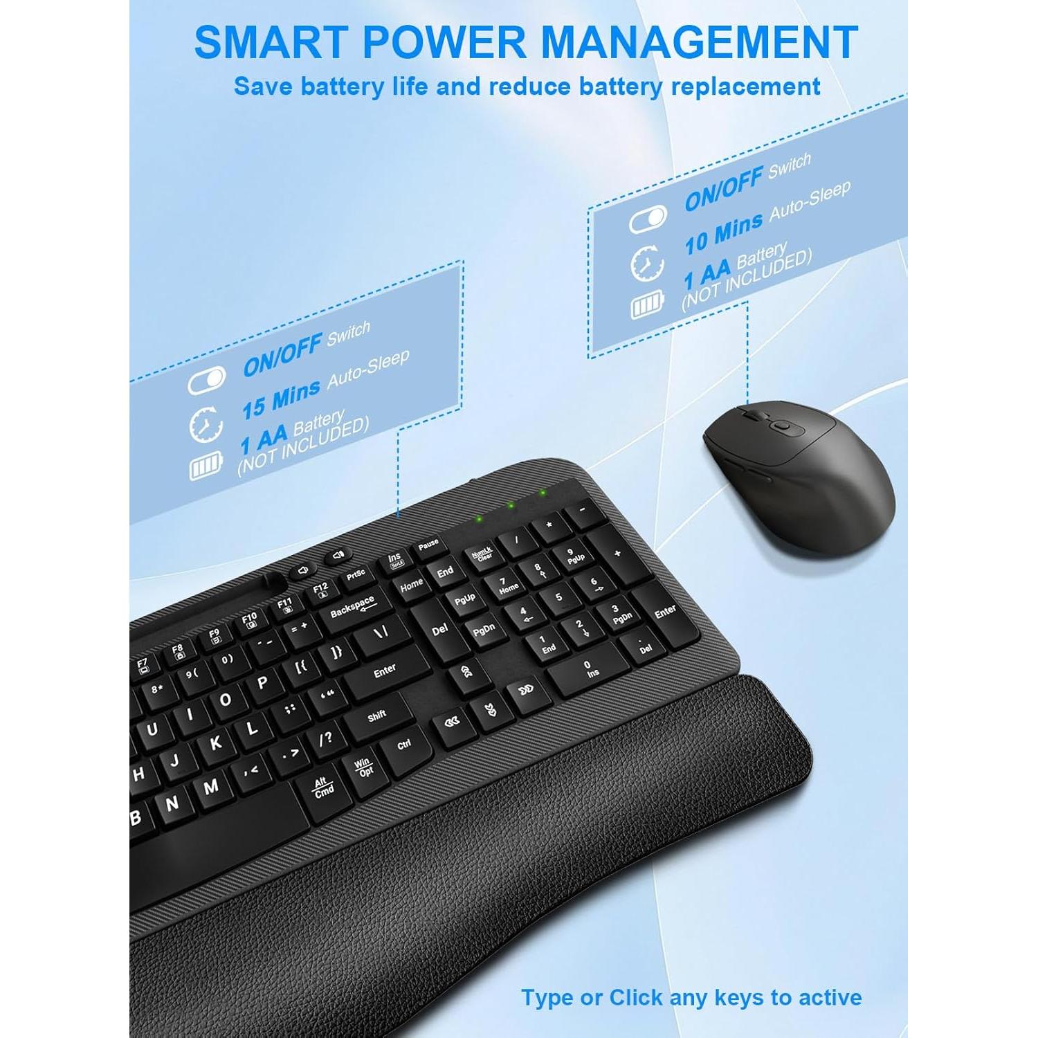 Combo Teclado y Ratón Inalámbrico Ergonómico Hayyiesh HPL812