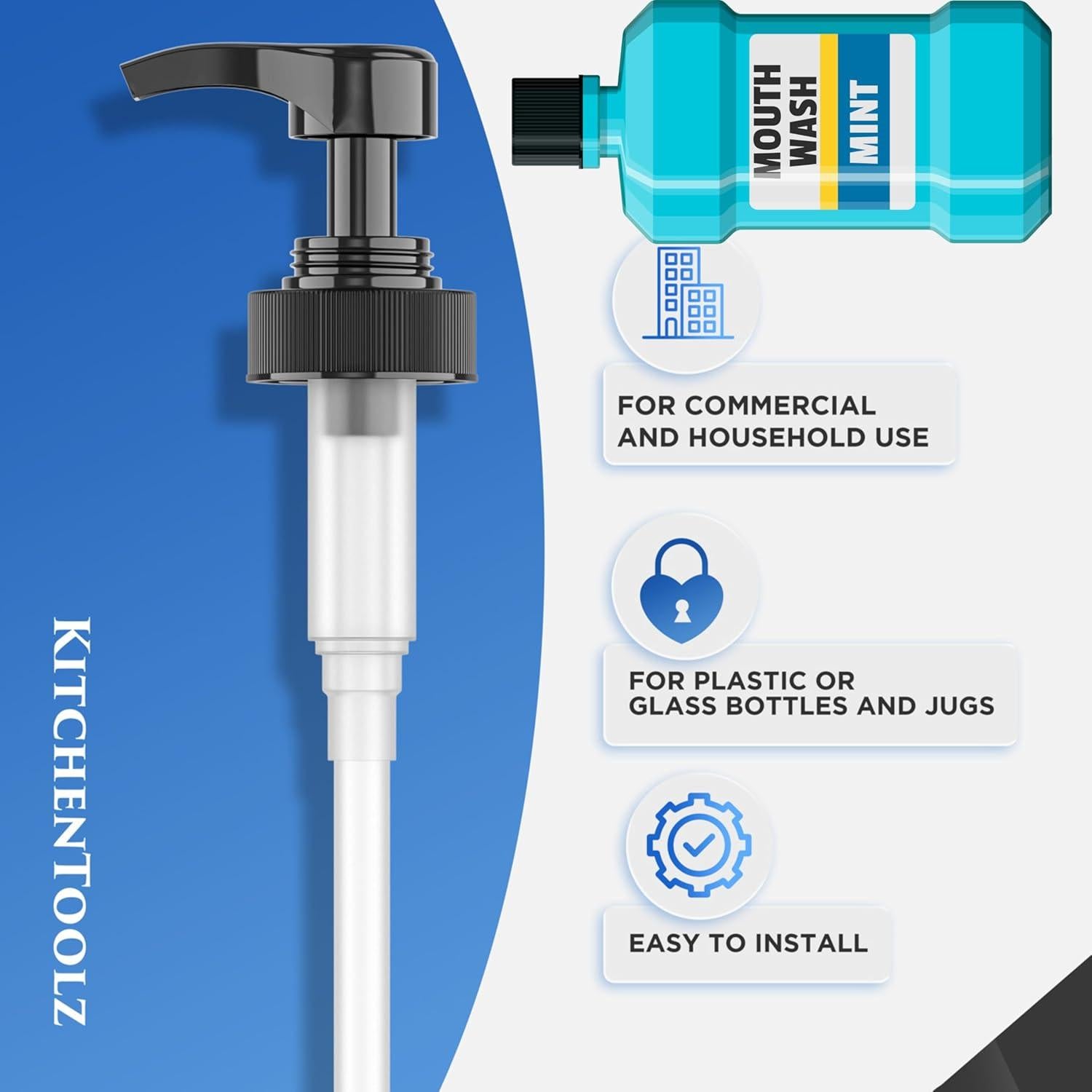 Compatible with Listerine Mouthwash Pump Dispenser for 1 and 1.5 Liter Bottles by kitchentoolz - Easy Dispensing and Mess Free