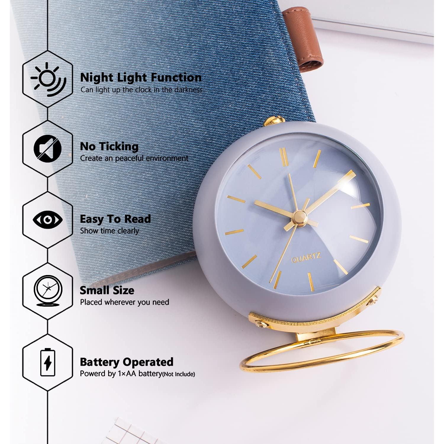 Reloj de Alarma Analógico AYRELY Azul Retro Silencioso