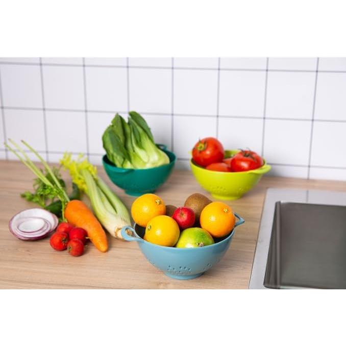 Colador Mini ASEANAO 15 cm Doble Mango Libre de BPA Azul