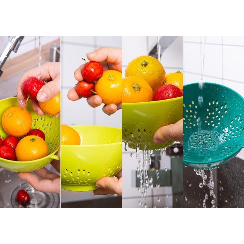 Colador Mini ASEANAO 15 cm Doble Mango Libre de BPA Azul