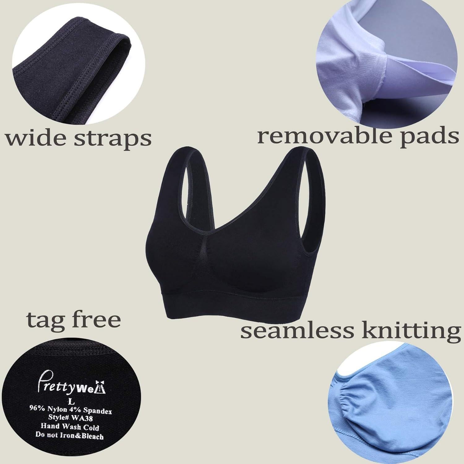 Sujetadores Sin Costuras Prettywell 3 Pzs Yoga Mujeres