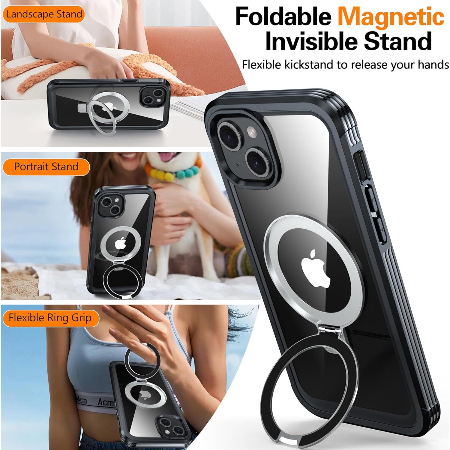 Funda Protectora GUSTAVE para iPhone 15 con Soporte MagSafe y Vidrio 9H