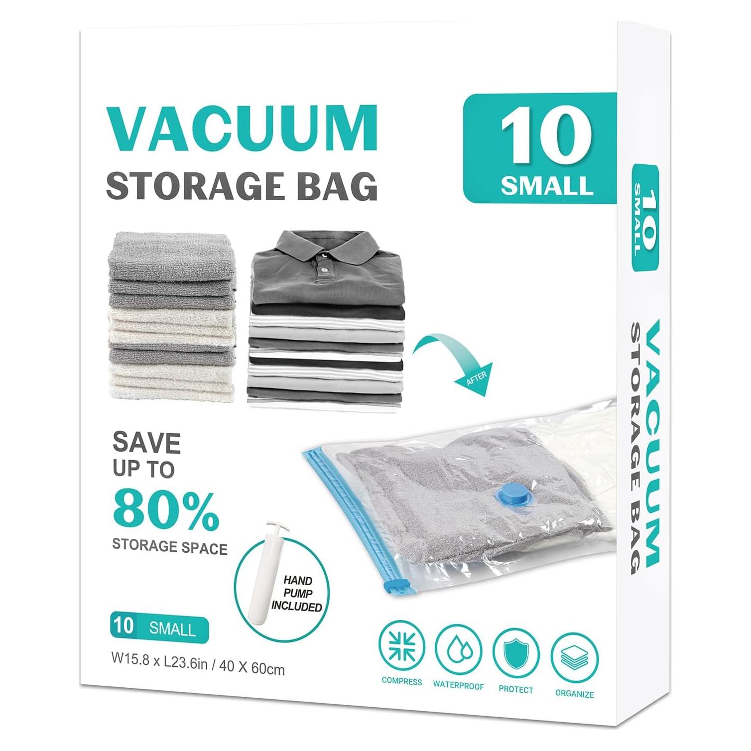 Paquete de 10 Bolsas de Almacenamiento al Vacío ZOESTORAGE 40x60cm