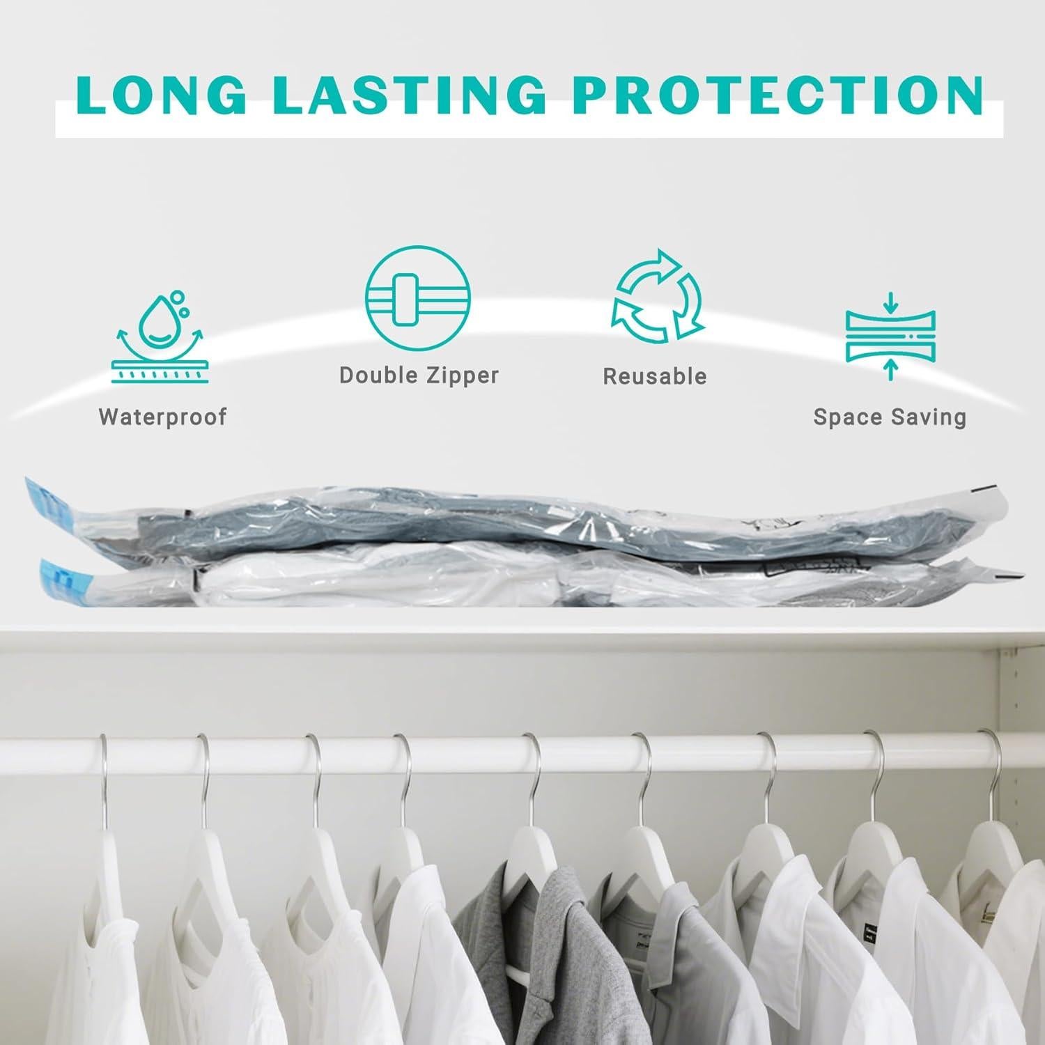 Paquete de 10 Bolsas de Almacenamiento al Vacío ZOESTORAGE 40x60cm