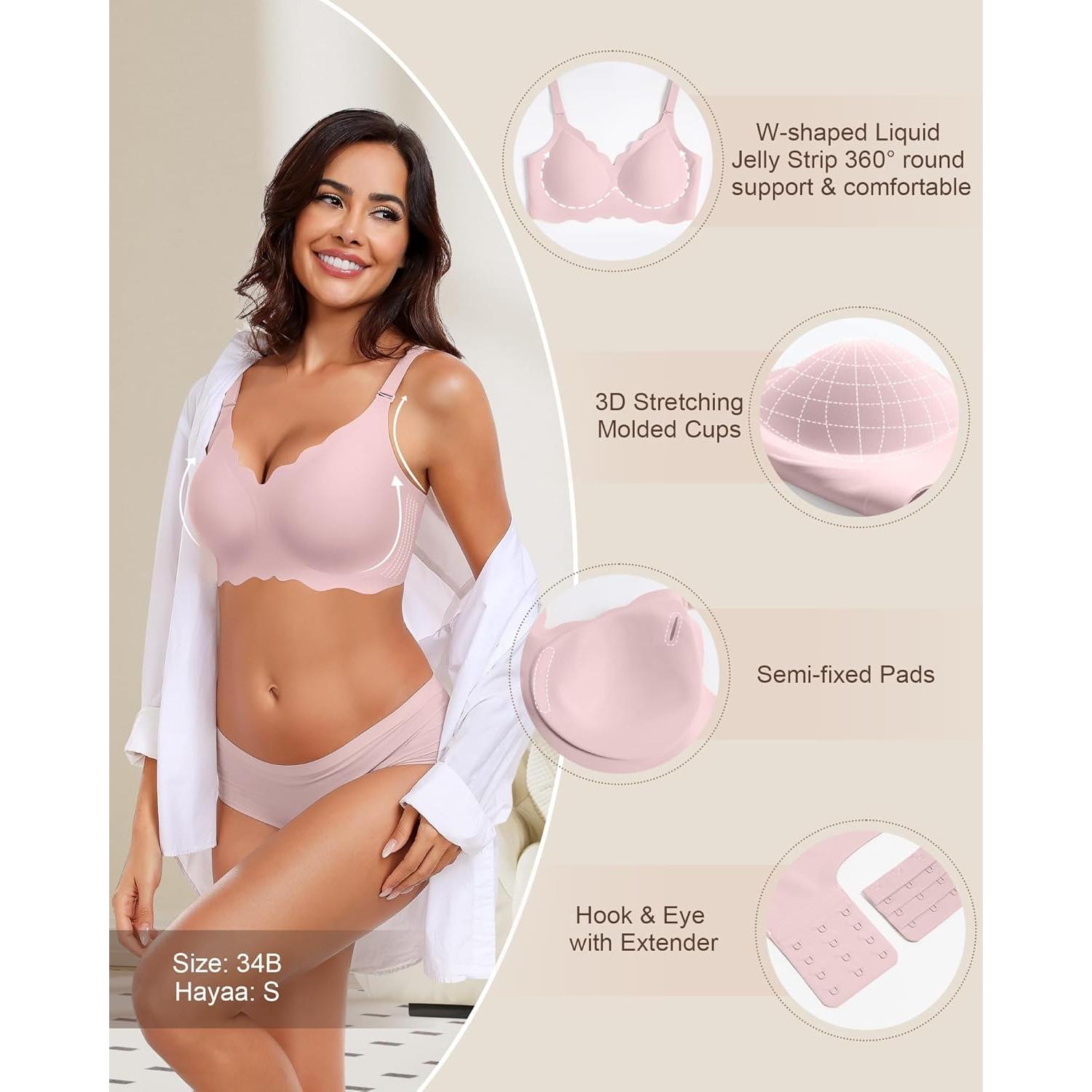 Sostén Inalámbrico Sin Costuras HORISUN Rosa Talla X-Large