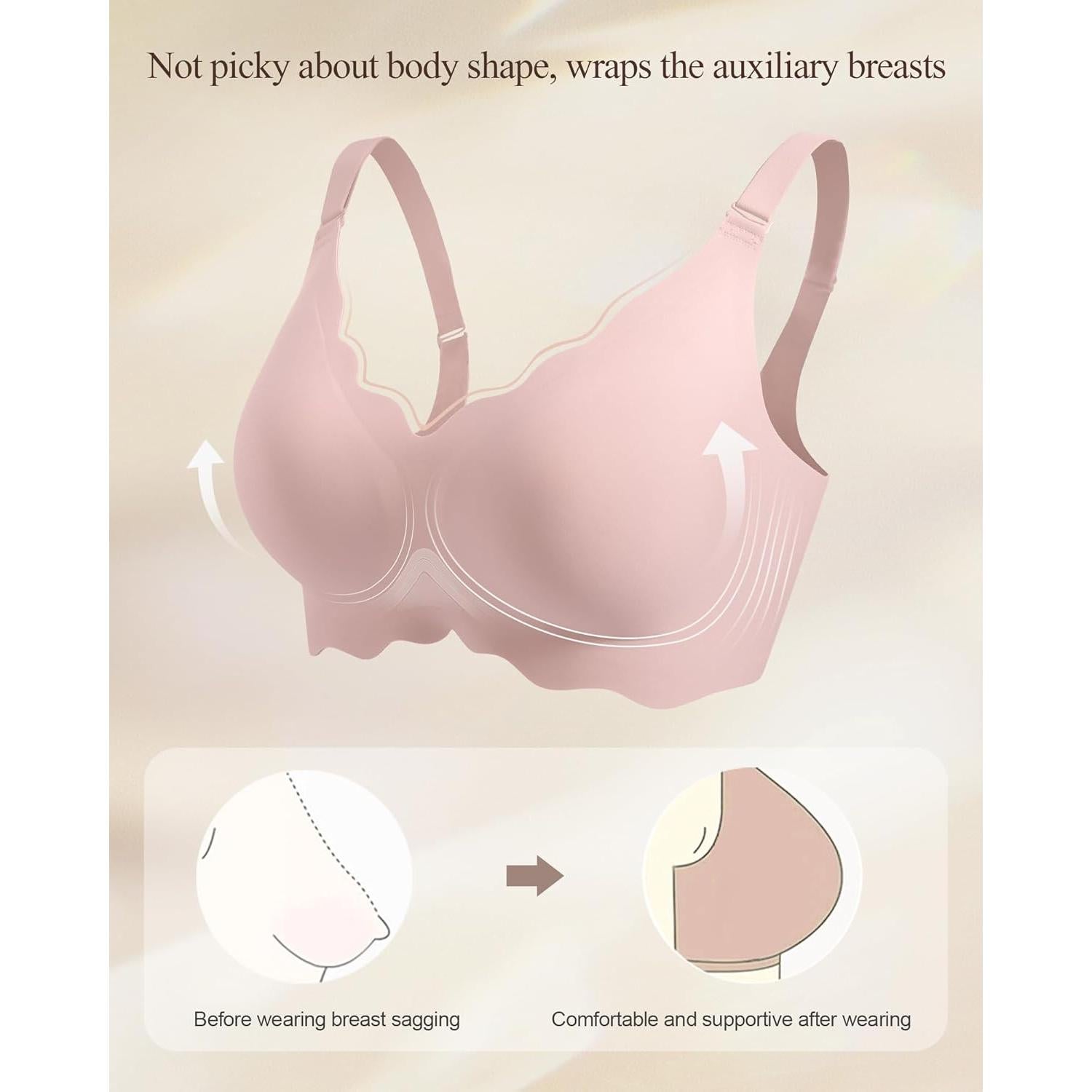 Sostén Inalámbrico Sin Costuras HORISUN Rosa Talla X-Large