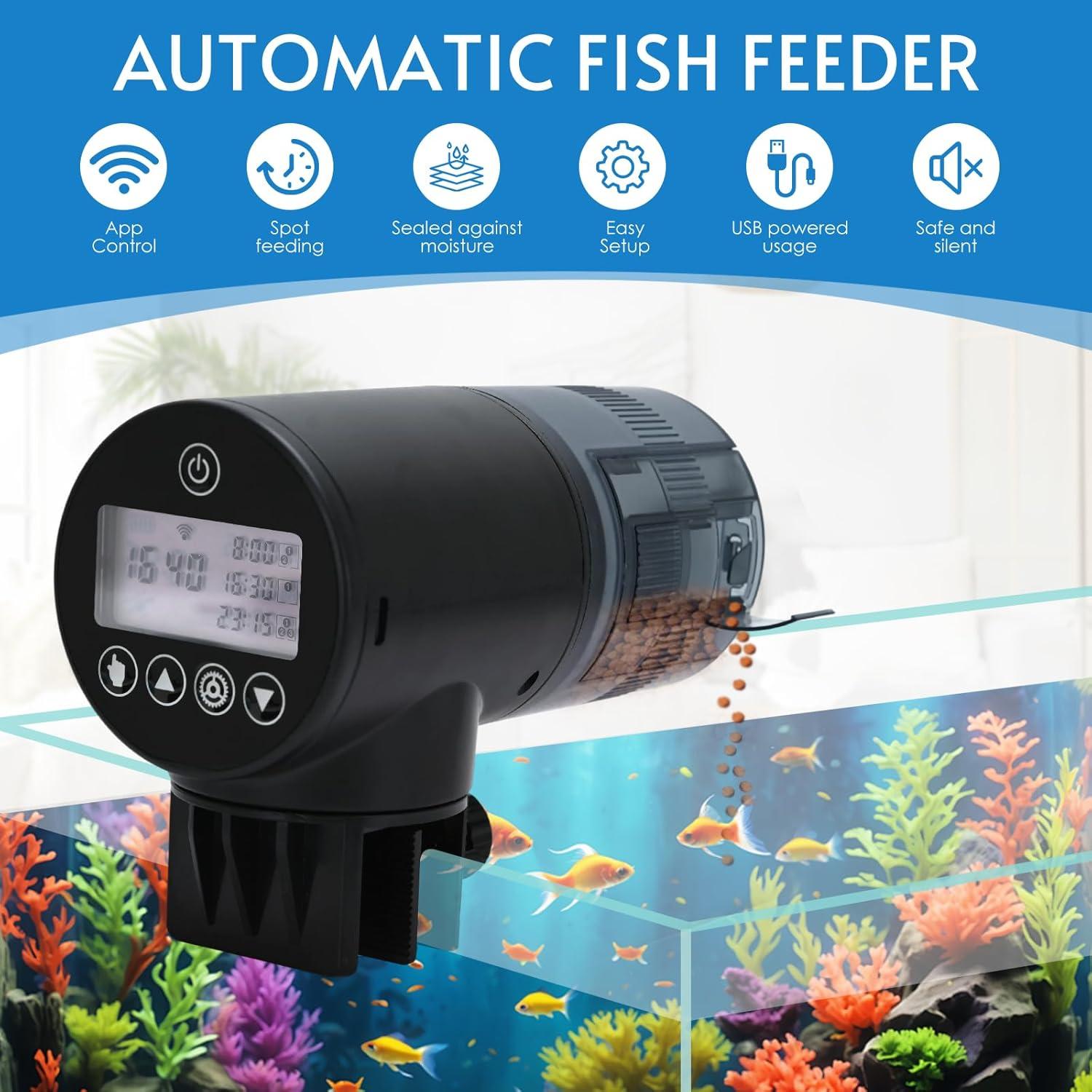 Alimentador Automático de Peces WiFi Lychee 200ml con Temporizador