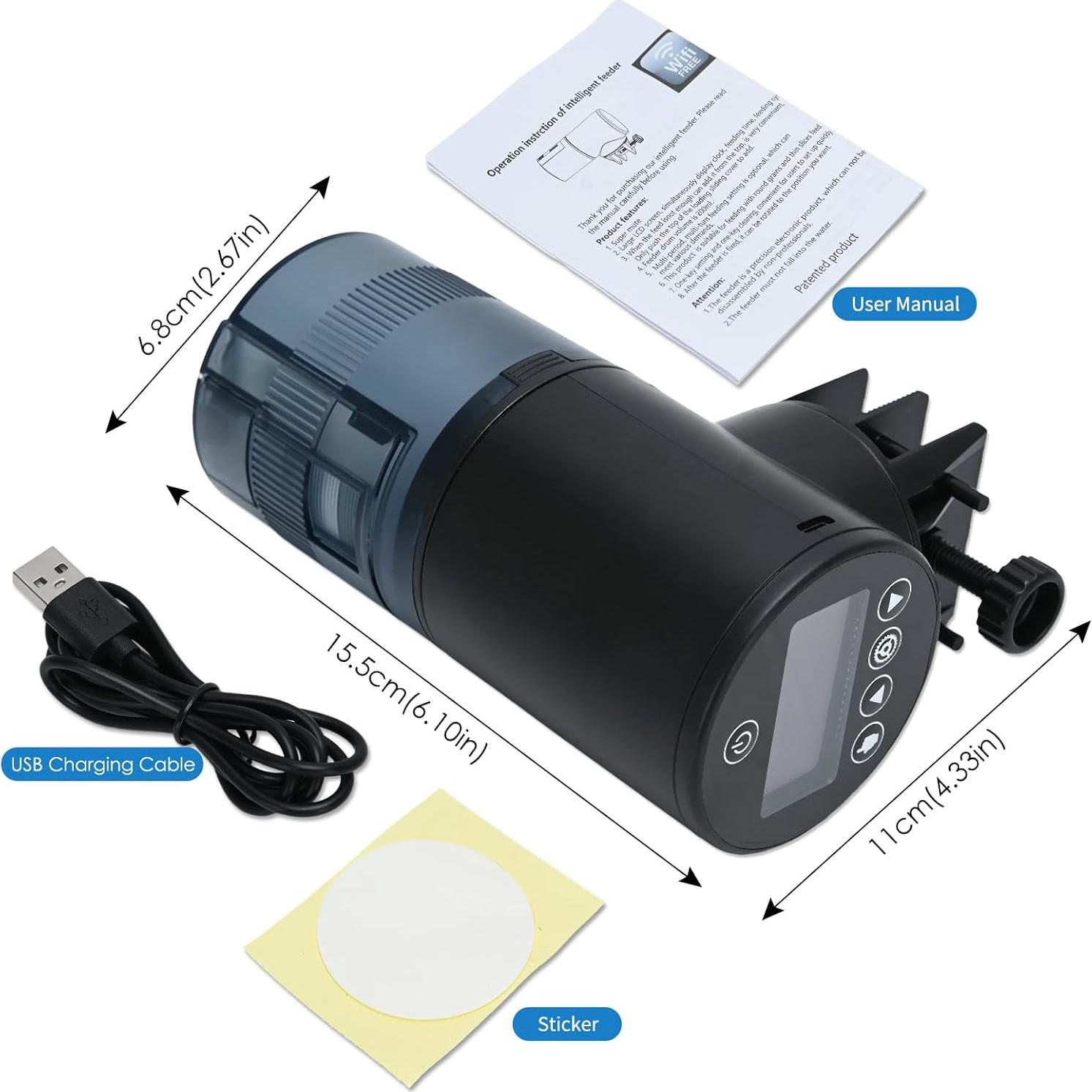 Alimentador Automático de Peces WiFi Lychee 200ml con Temporizador