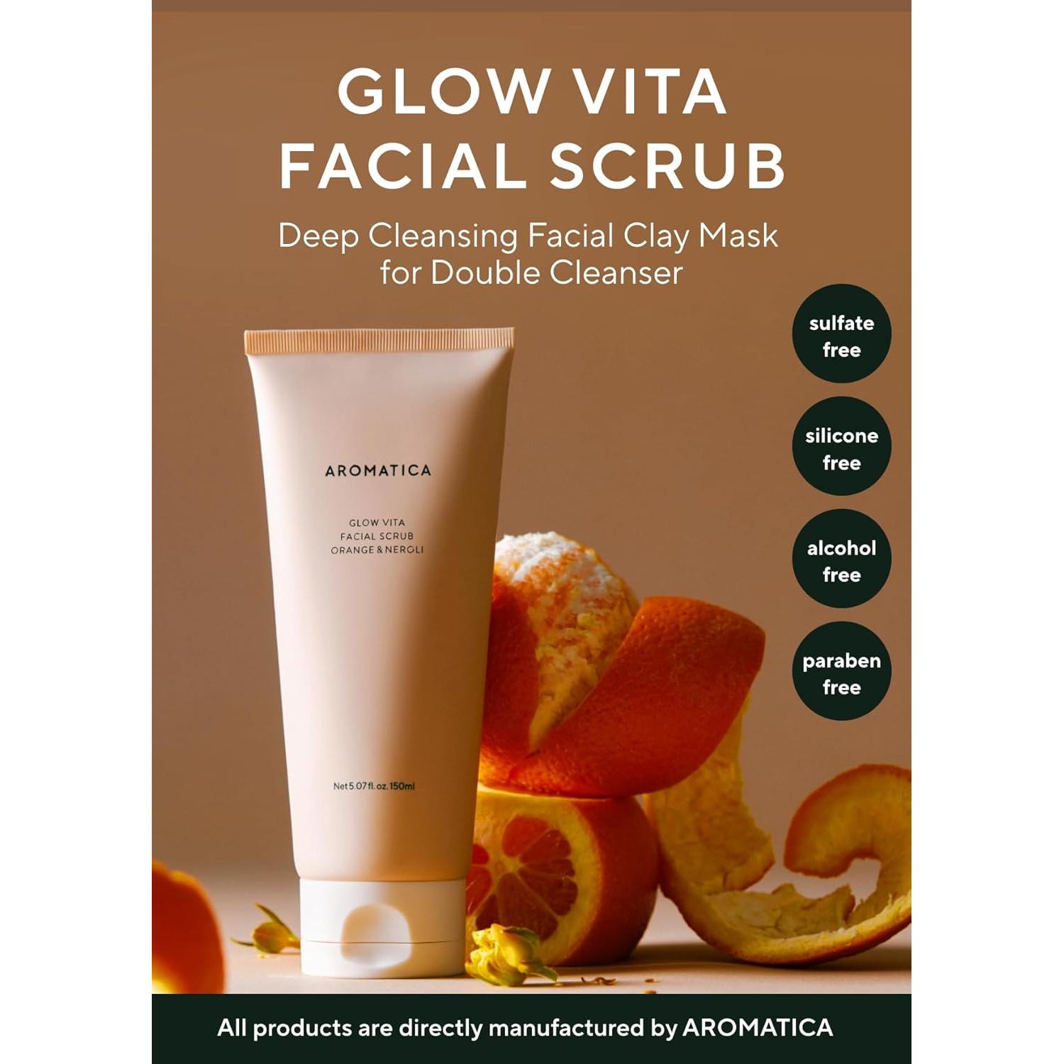 Exfoliante Facial AROMATICA Glow Vita Naranja 150 ml - Suave con Vitamina C