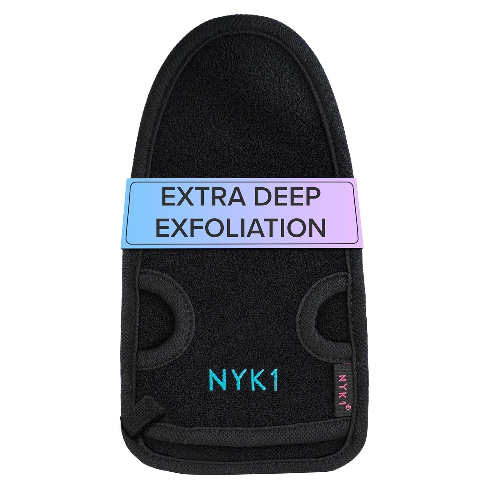 Guante Exfoliante NYK1 Negro Grande de Fibra Vegetal para Ducha