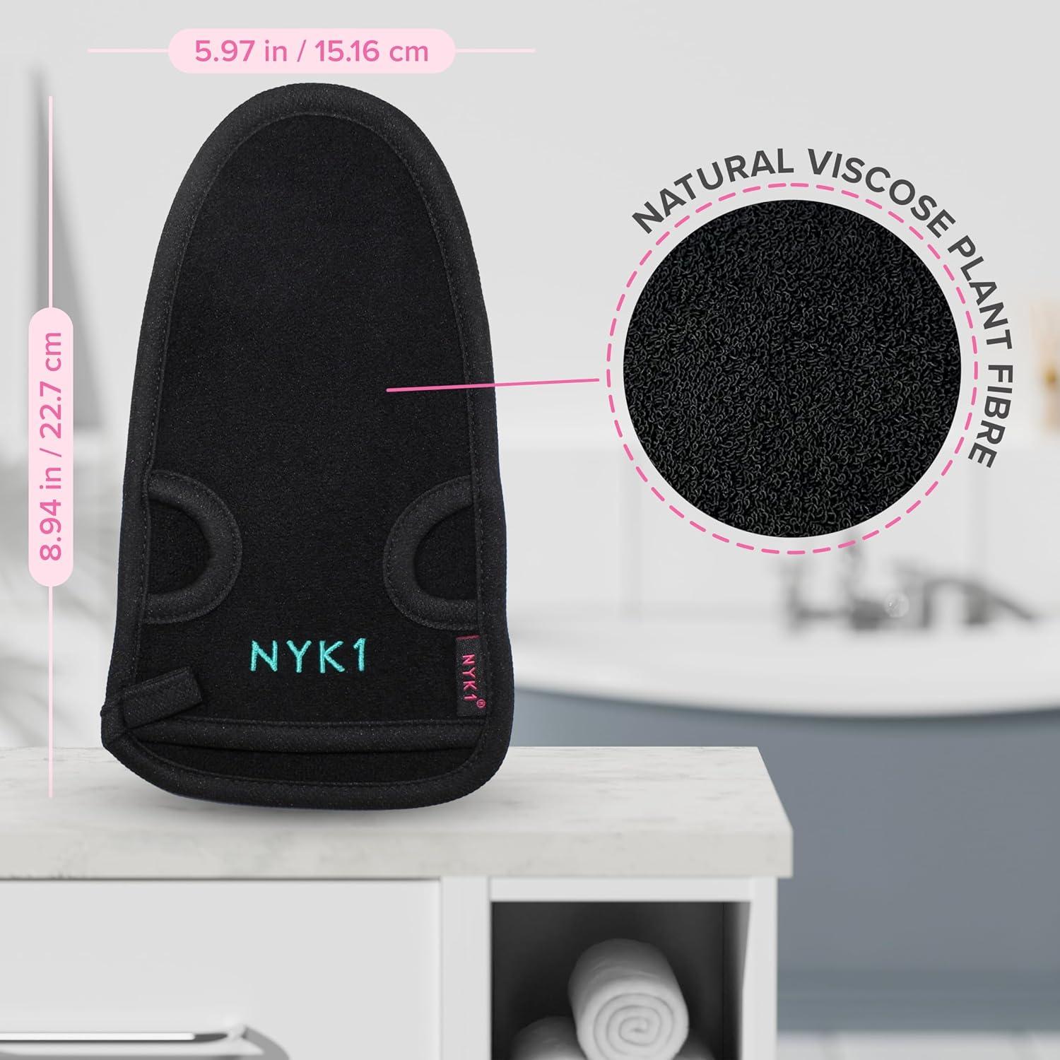 Guante Exfoliante NYK1 Negro Grande de Fibra Vegetal para Ducha