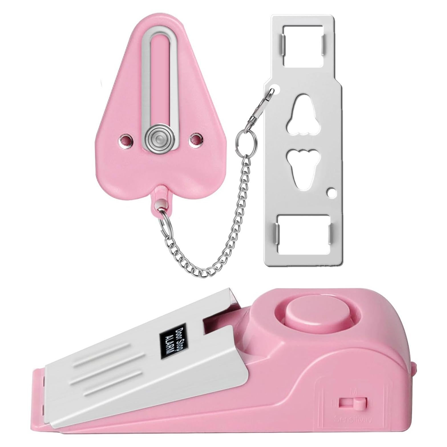 Juego de Cerradura de Puerta Portátil HNHMT con Alarma Rosa