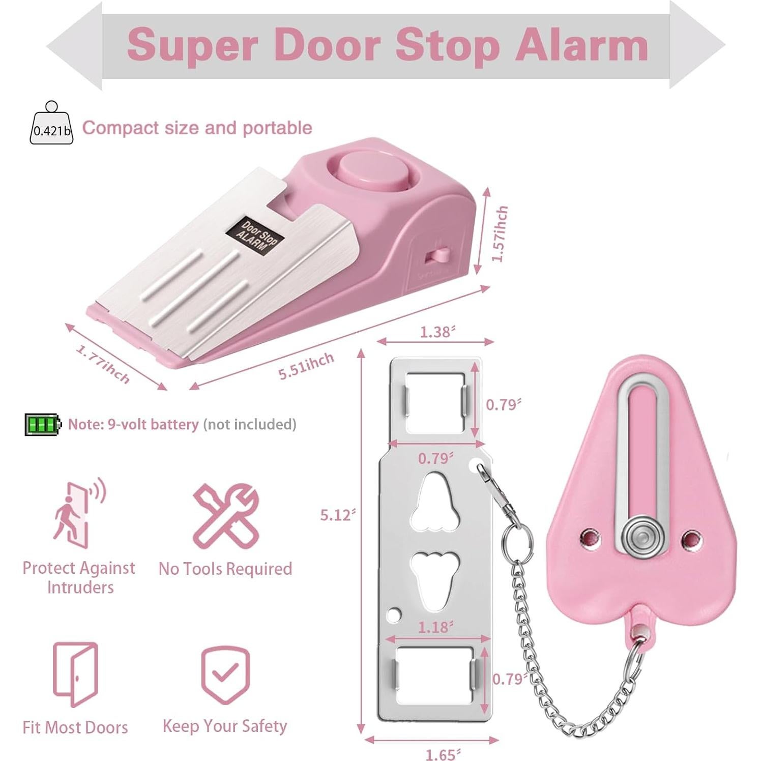 Juego de Cerradura de Puerta Portátil HNHMT con Alarma Rosa