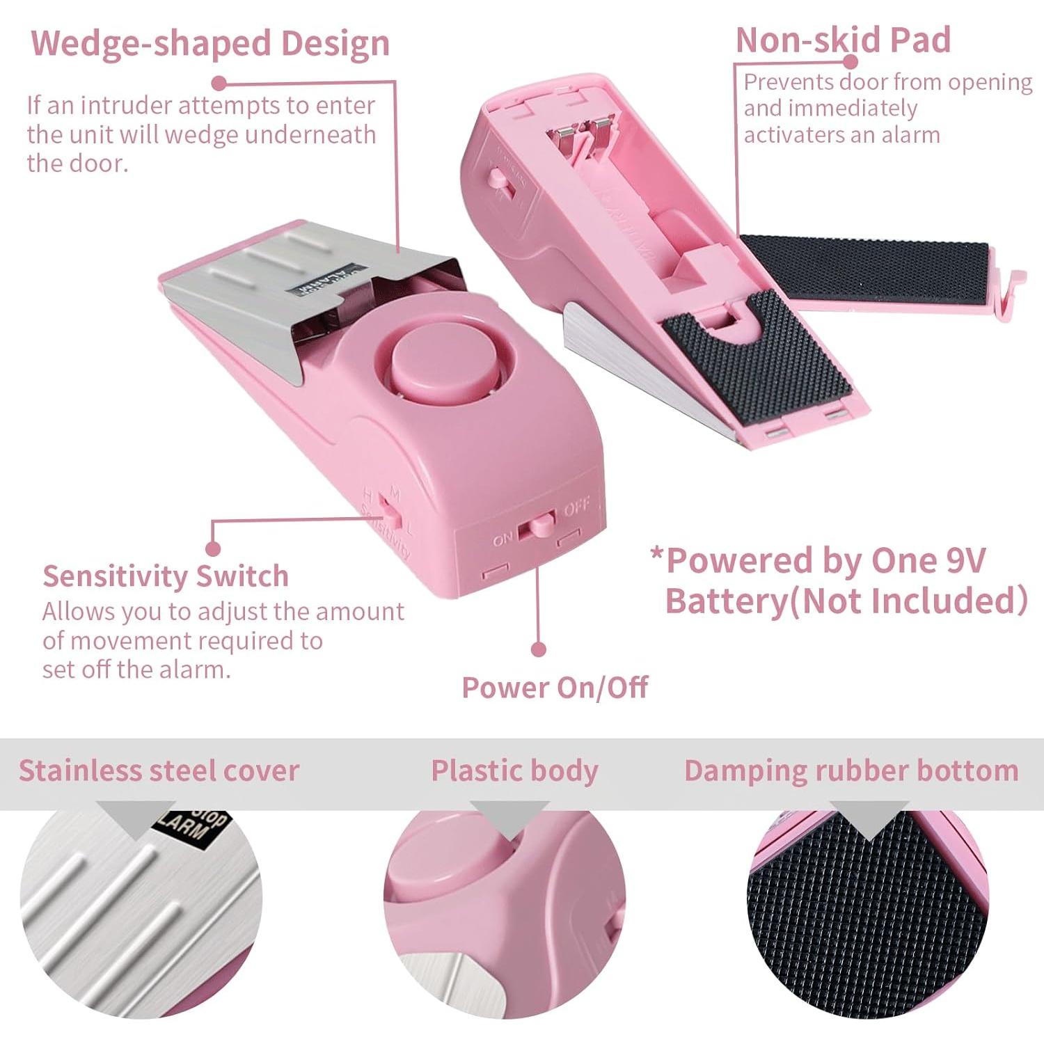 Juego de Cerradura de Puerta Portátil HNHMT con Alarma Rosa