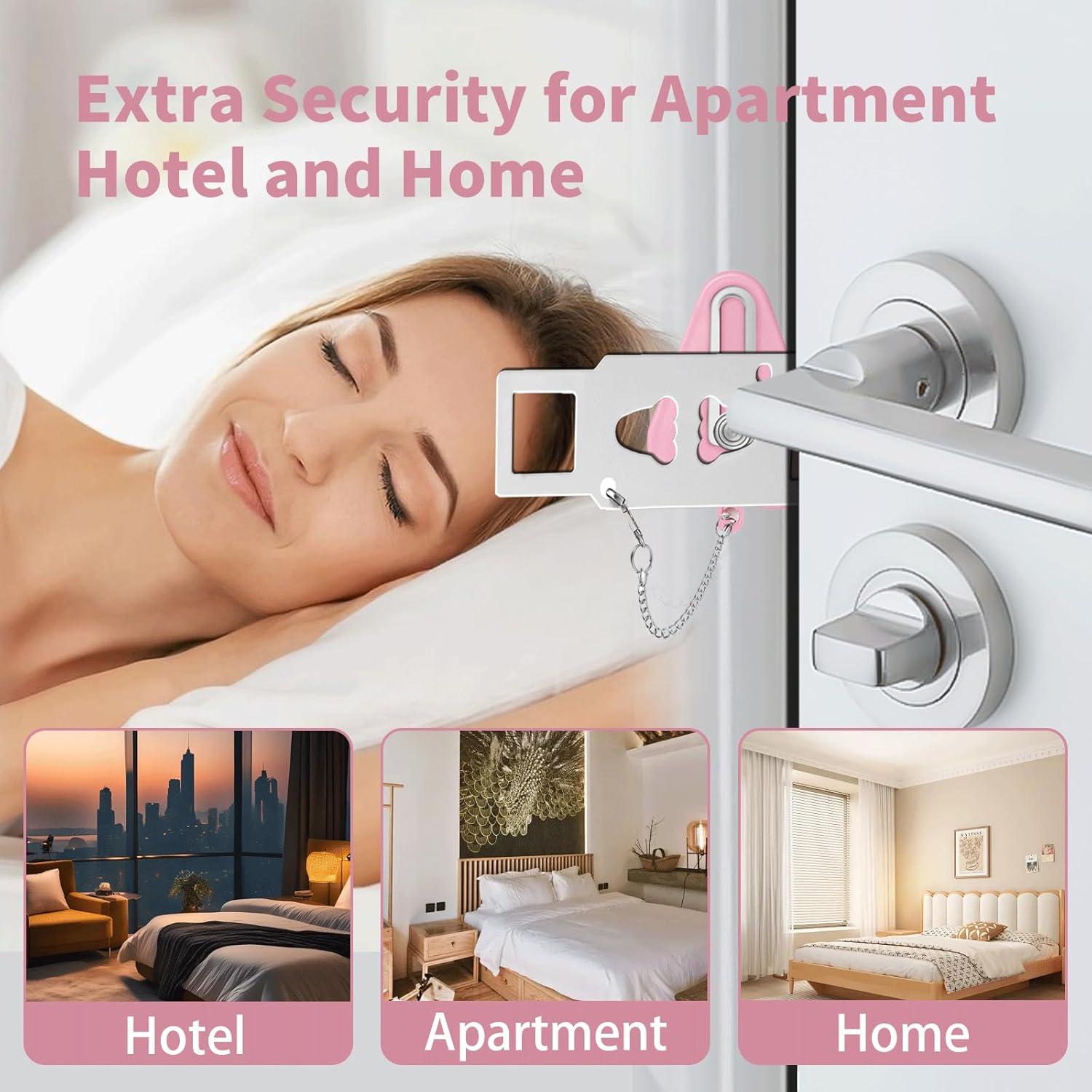 Juego de Cerradura de Puerta Portátil HNHMT con Alarma Rosa