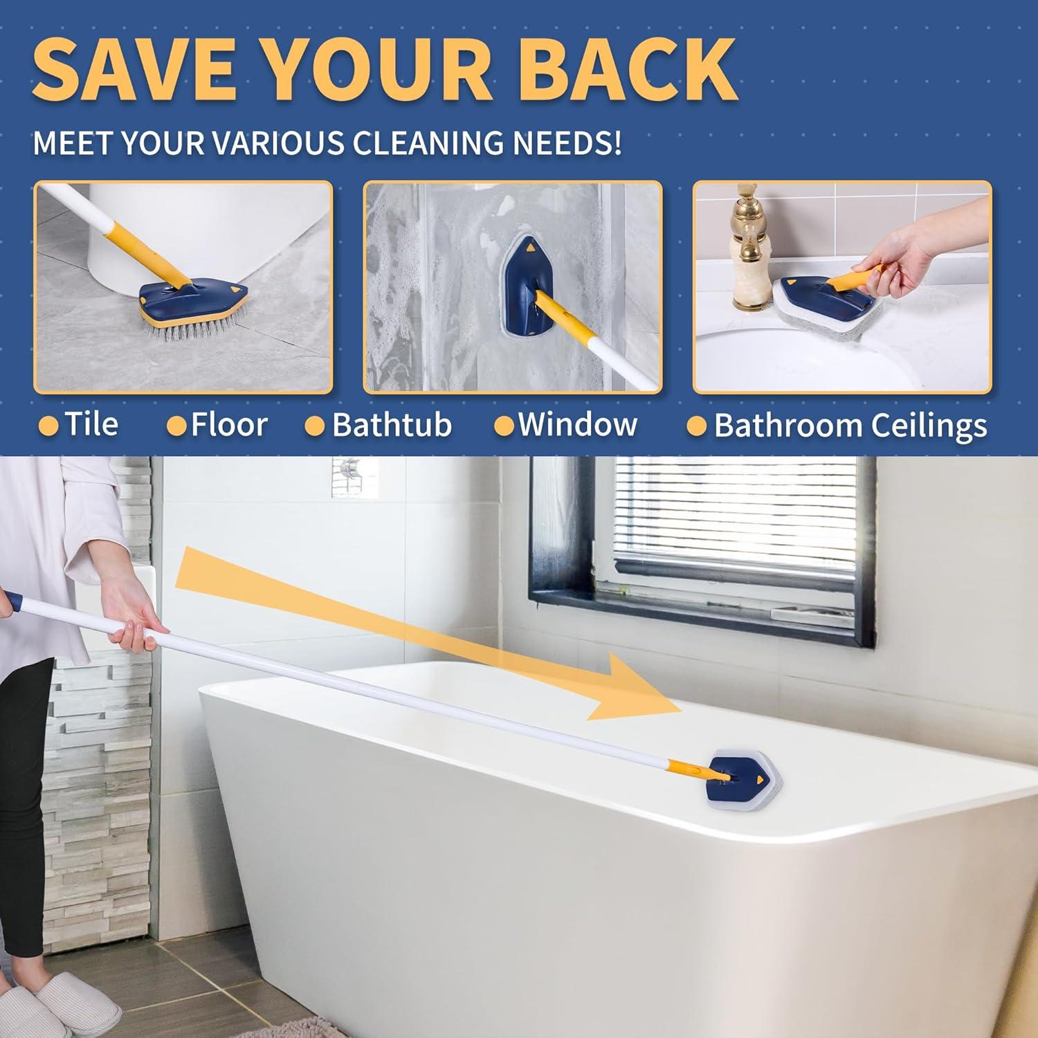 Cepillo Limpiador de Bañera BOOMJOY 147 cm Mango Largo 3 en 1
