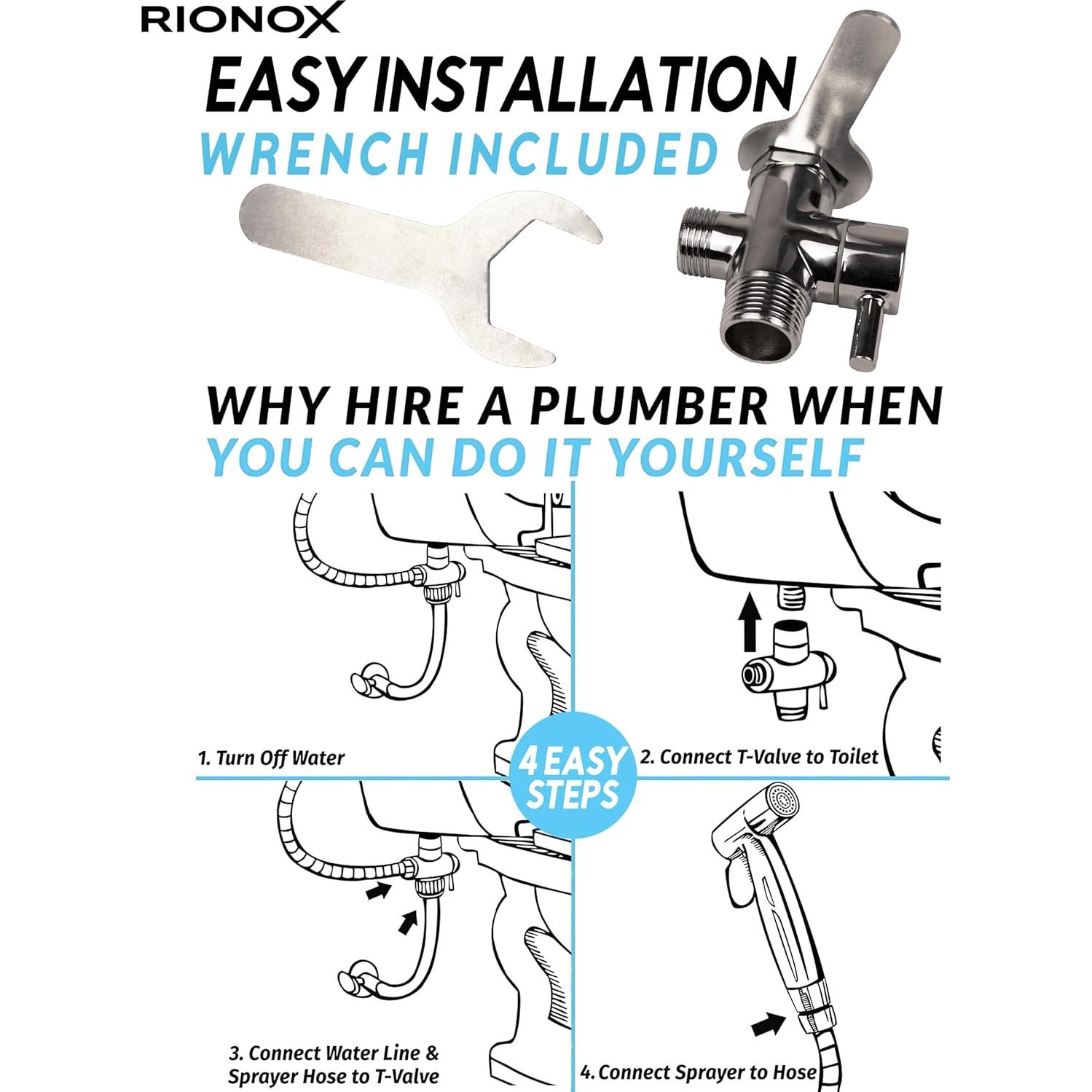 Rociador de Bidet Rionox de Mano Acero Inoxidable Ajustable