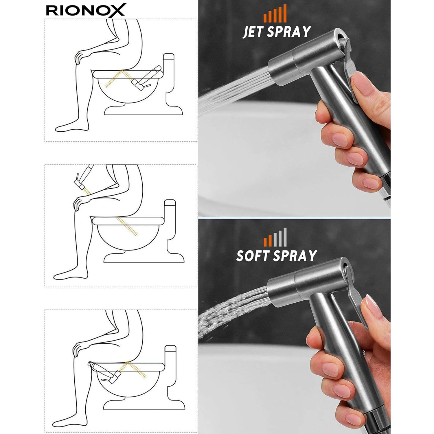 Rociador de Bidet Rionox de Mano Acero Inoxidable Ajustable