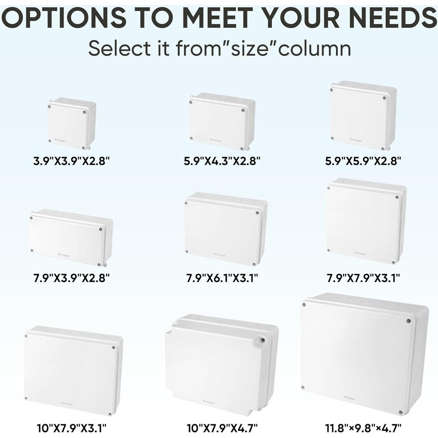 Caja de Conexiones Eléctricas TICONN IP65 Plástico ABS 9.9x9.9x7.1cm