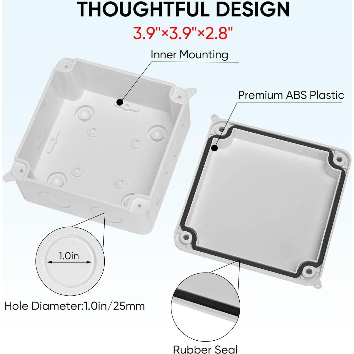 Caja de Conexiones Eléctricas TICONN IP65 Plástico ABS 9.9x9.9x7.1cm