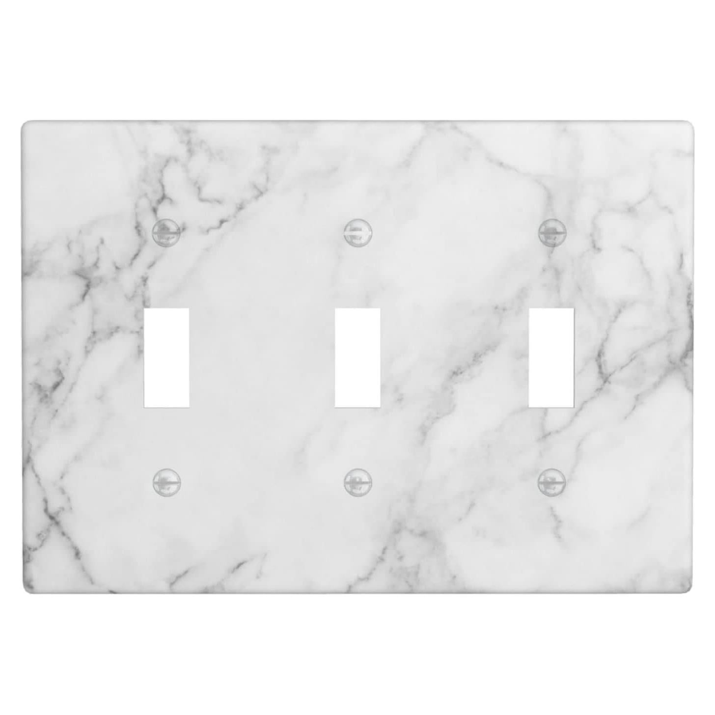 Placa Decorativa de Interruptor TUFOSERY Triple Mármol Blanco 16.2x11.4cm