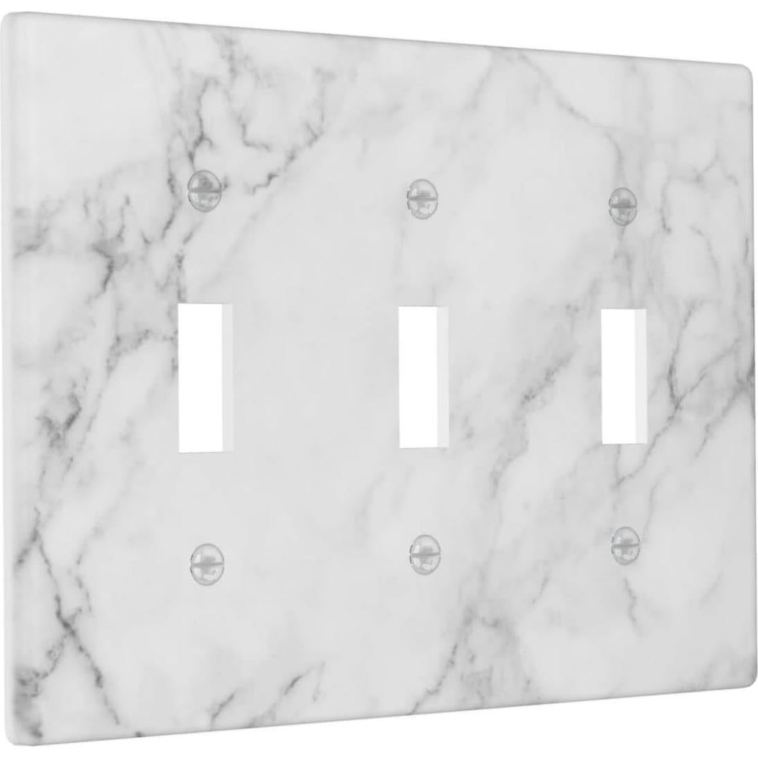 Placa Decorativa de Interruptor TUFOSERY Triple Mármol Blanco 16.2x11.4cm