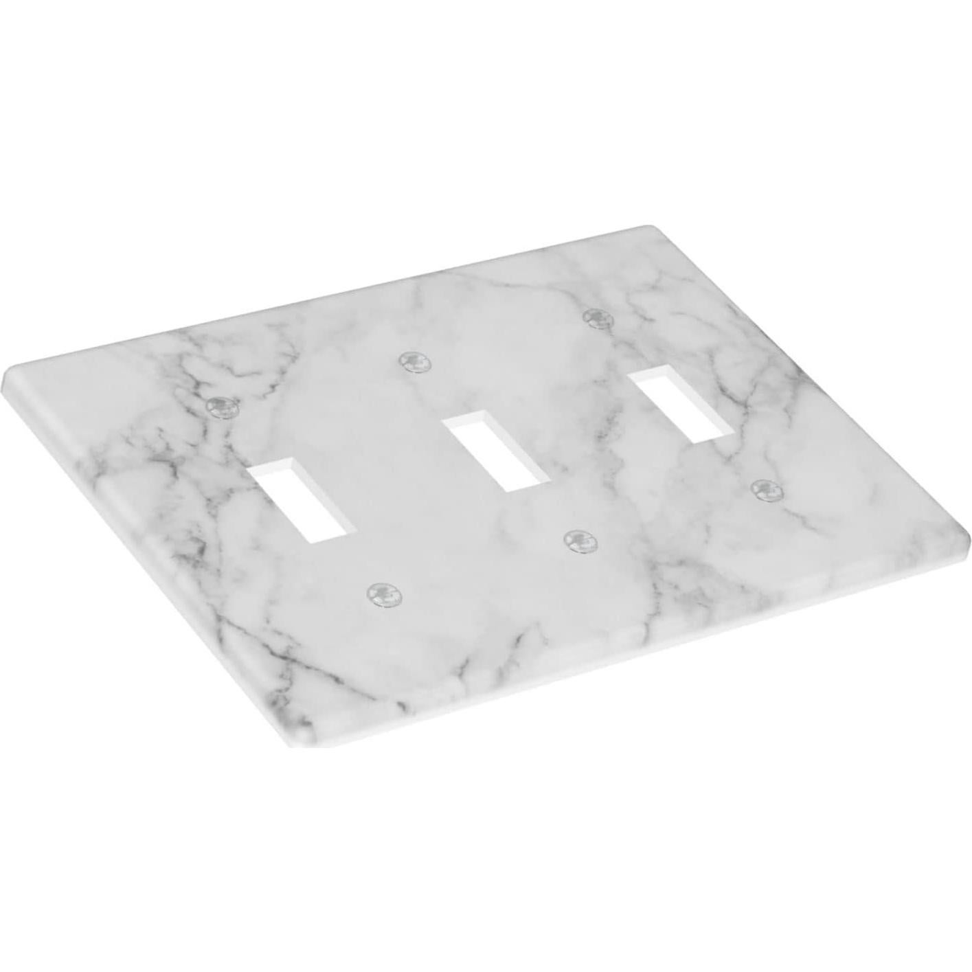 Placa Decorativa de Interruptor TUFOSERY Triple Mármol Blanco 16.2x11.4cm