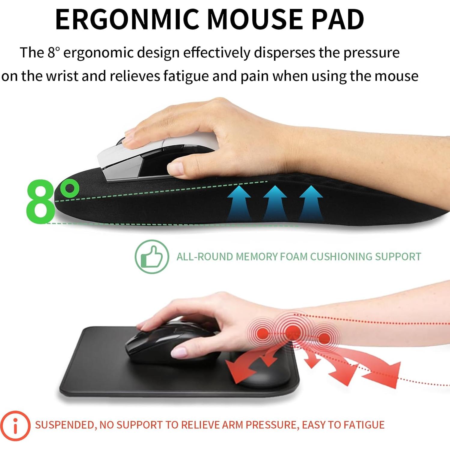 Alfombrilla de Ratón Ergonómica Tongyanat con Soporte Negro