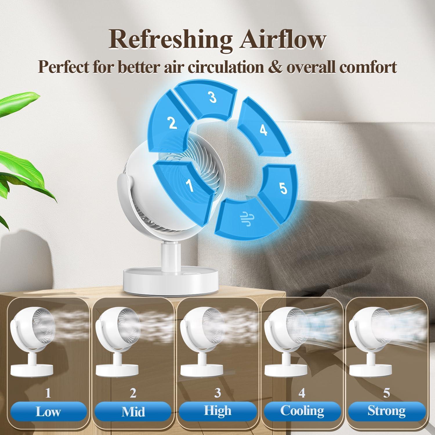 Ventilador de Mesa Portátil Recargable WITHOUSE 5 Velocidades