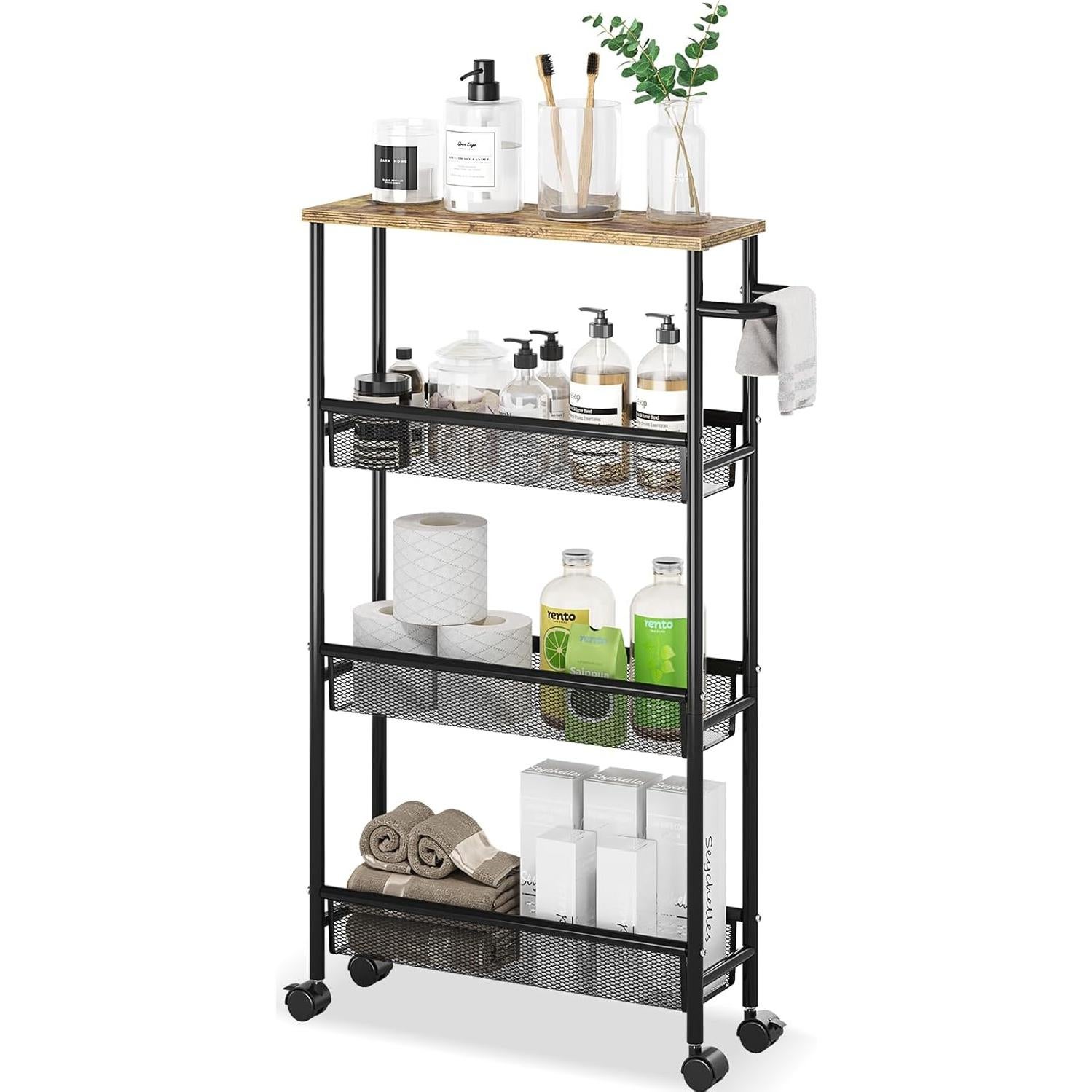 Carro de Almacenamiento Rodante KINGRACK 4 Niveles Negro