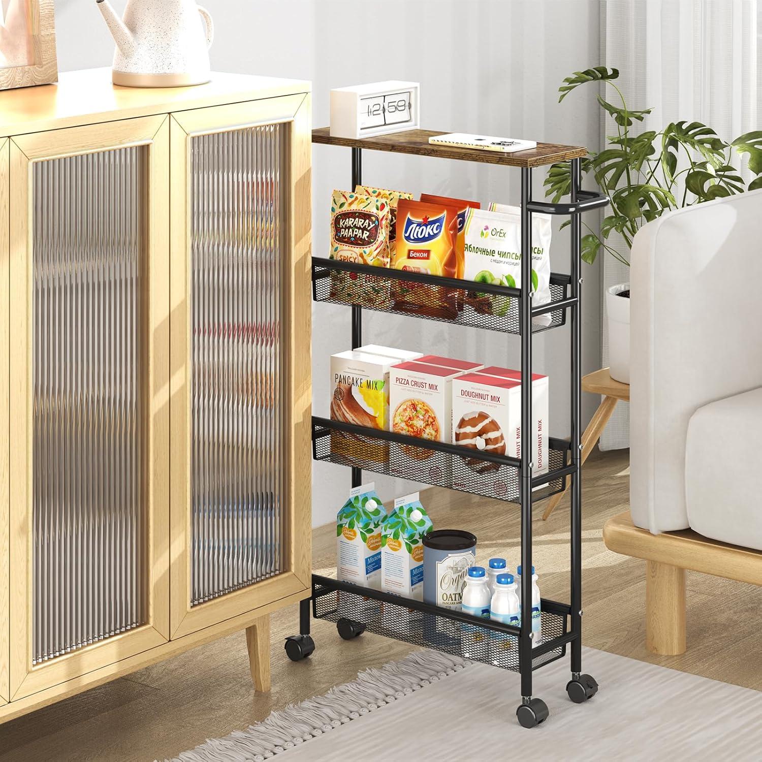 Carro de Almacenamiento Rodante KINGRACK 4 Niveles Negro