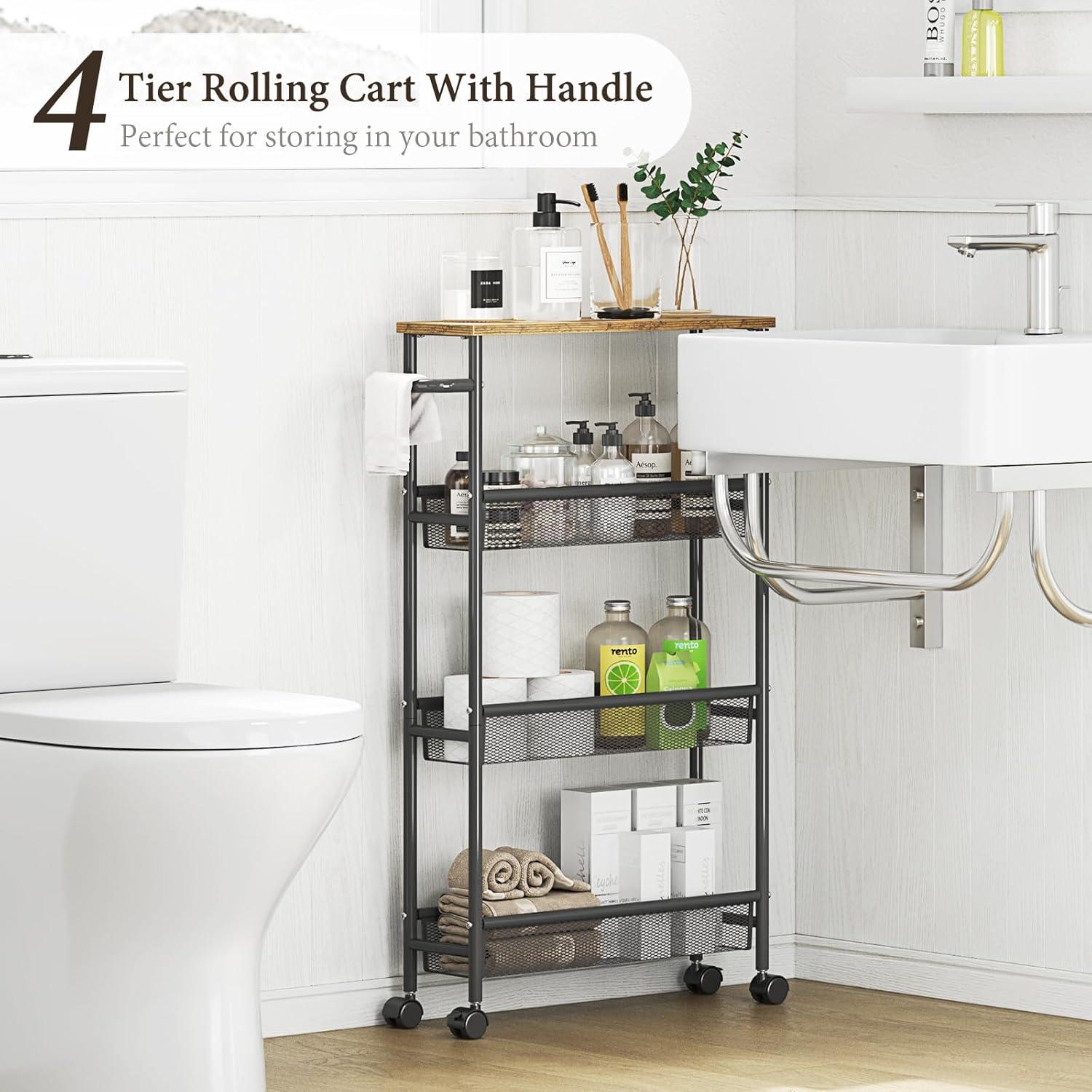 Carro de Almacenamiento Rodante KINGRACK 4 Niveles Negro