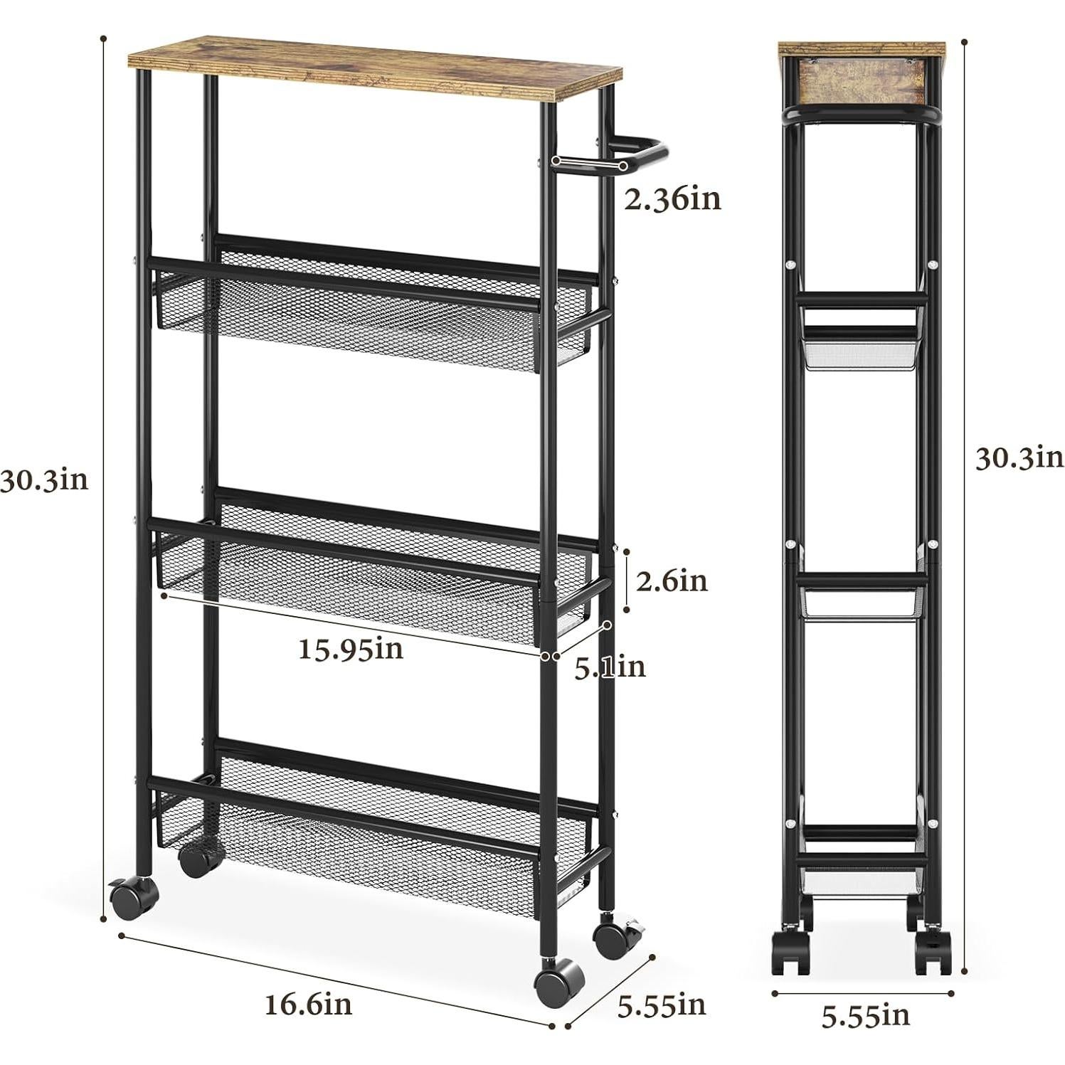 Carro de Almacenamiento Rodante KINGRACK 4 Niveles Negro