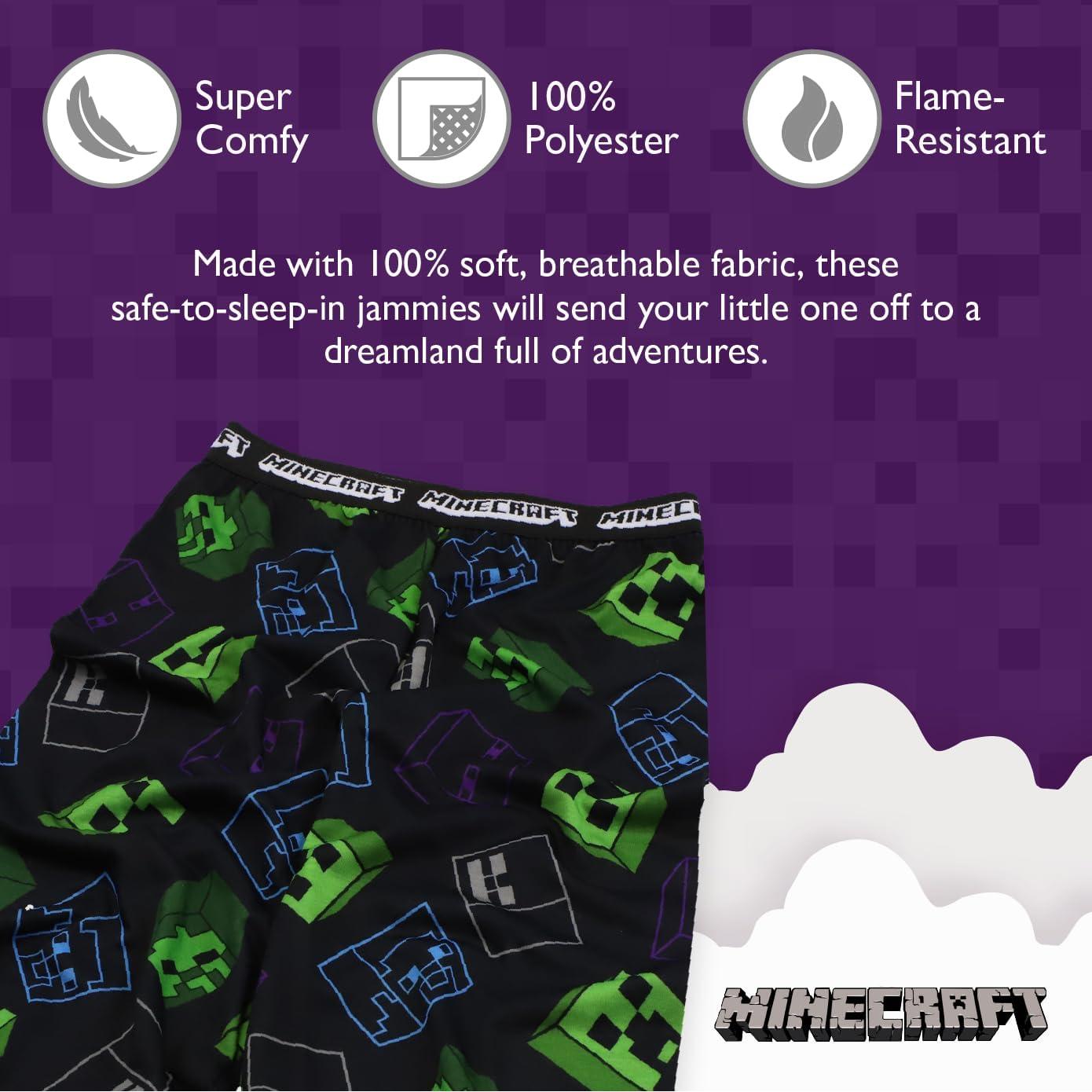 Pantalones de Pijama Unisex Niños Minecraft Suaves 100% Poliéster