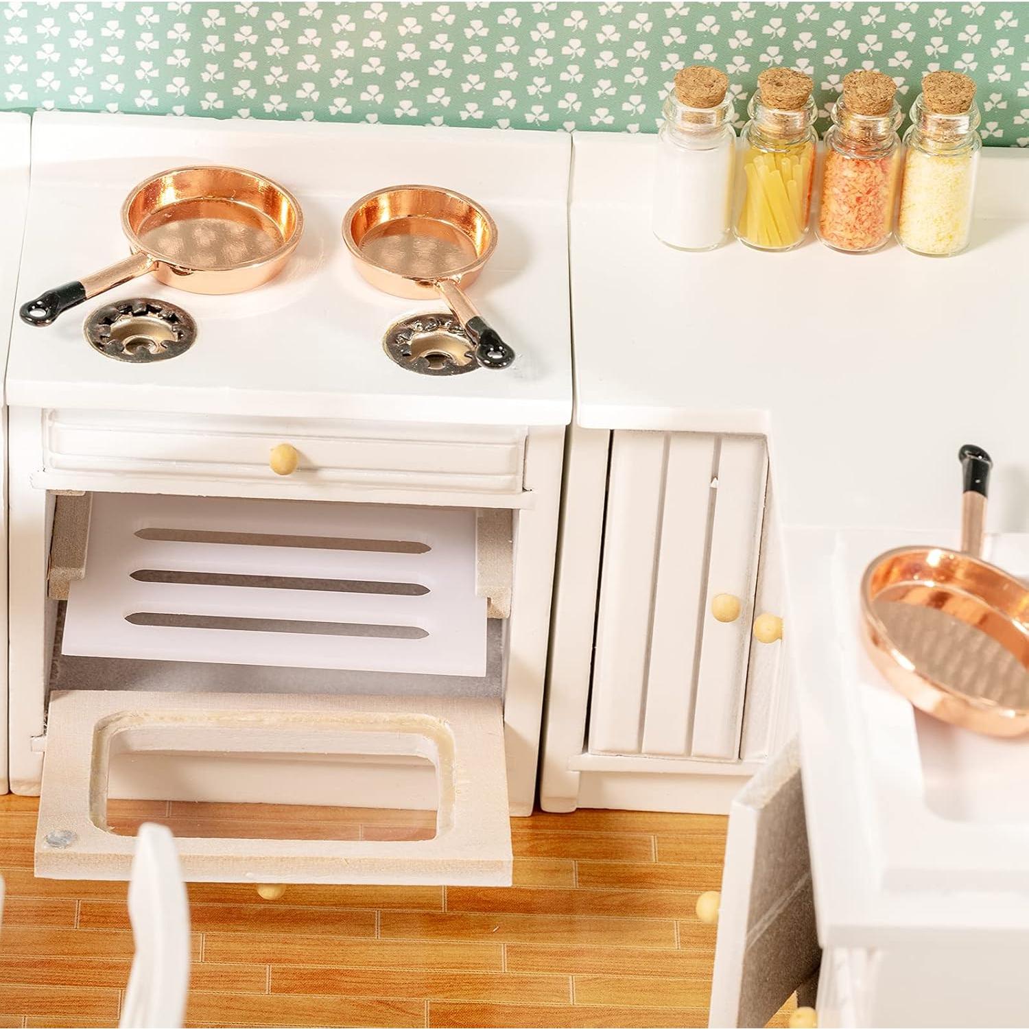 Conjunto de Muebles de Cocina Miniatura SAMCAMI 1:12 - 24 Accesorios