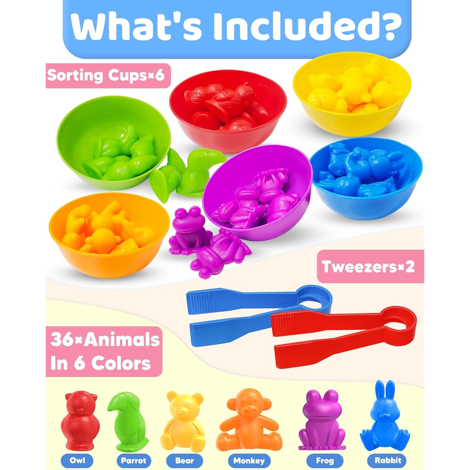 Counting Animals Montessori Toys for 3 4 5 Years Old Boys Girls, Preschool Learning Activities Kindergarten Educational Sensory Toys Gifts for Kids Toddlers Ages 3-5, 4-8