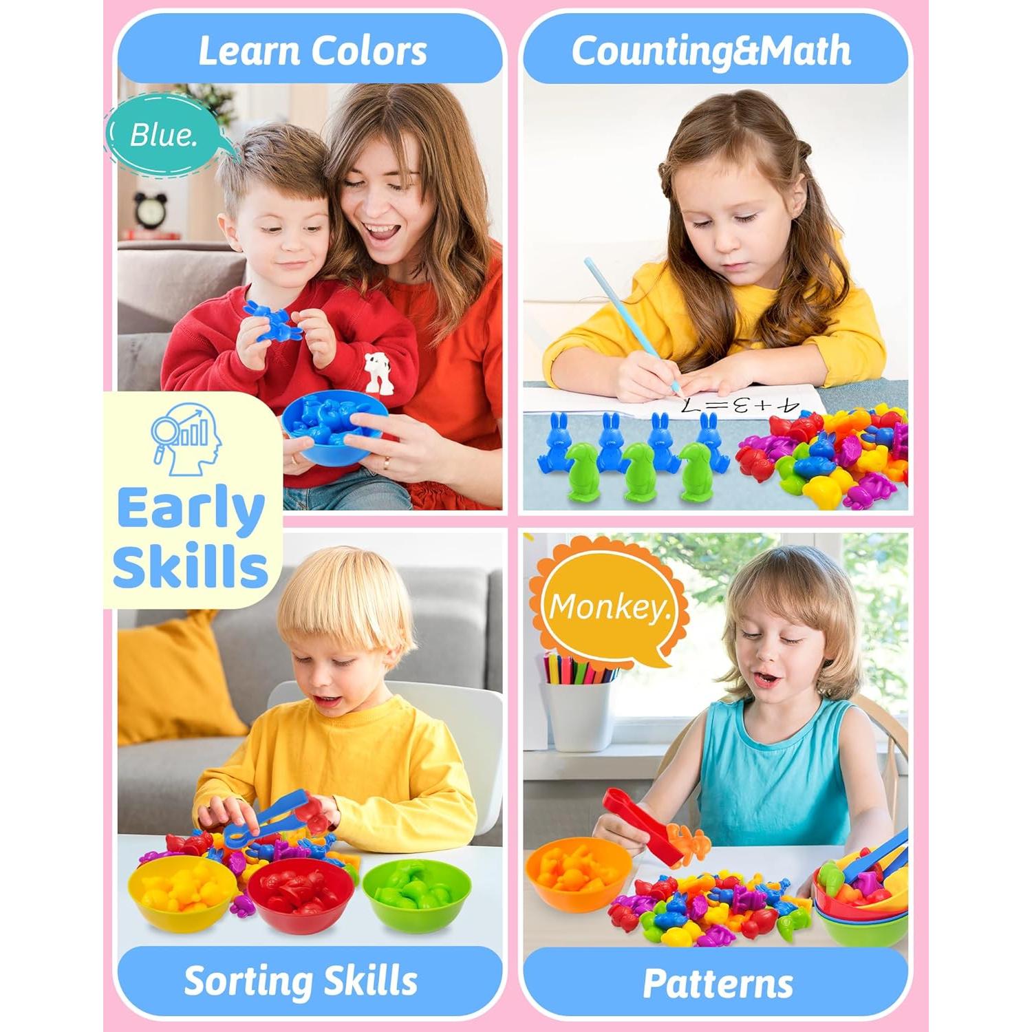 Counting Animals Montessori Toys for 3 4 5 Years Old Boys Girls, Preschool Learning Activities Kindergarten Educational Sensory Toys Gifts for Kids Toddlers Ages 3-5, 4-8