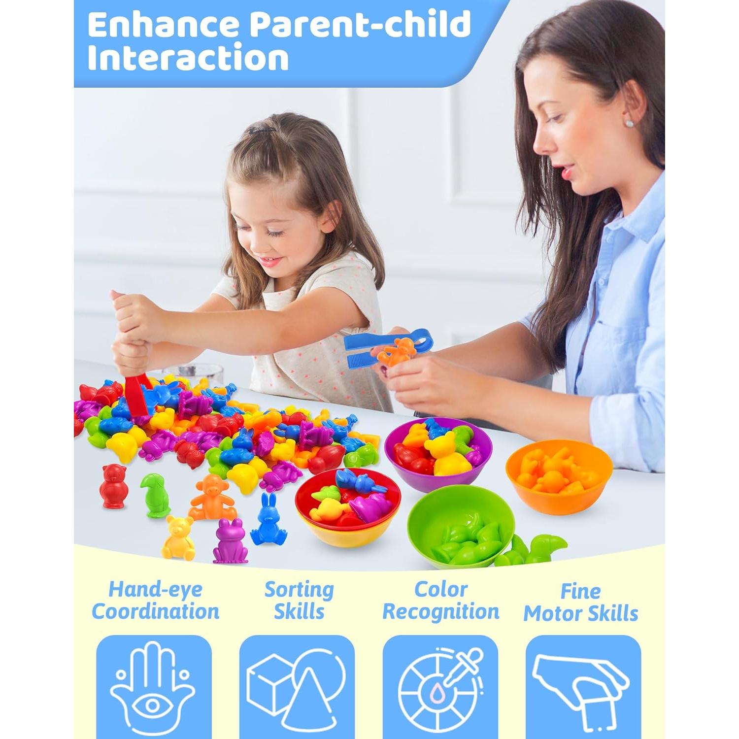 Counting Animals Montessori Toys for 3 4 5 Years Old Boys Girls, Preschool Learning Activities Kindergarten Educational Sensory Toys Gifts for Kids Toddlers Ages 3-5, 4-8