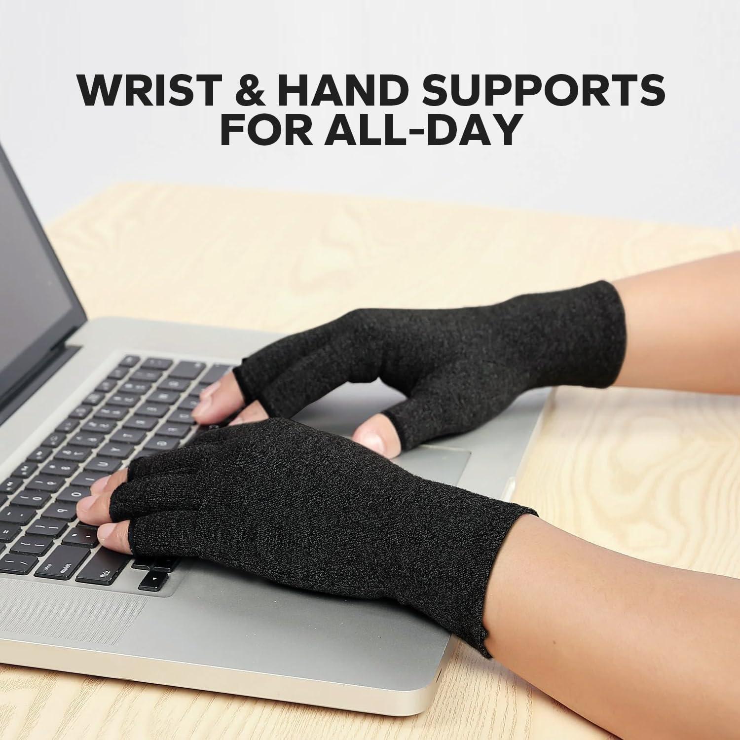 Guantes de compresión para artritis Unisex - Algodón Negro