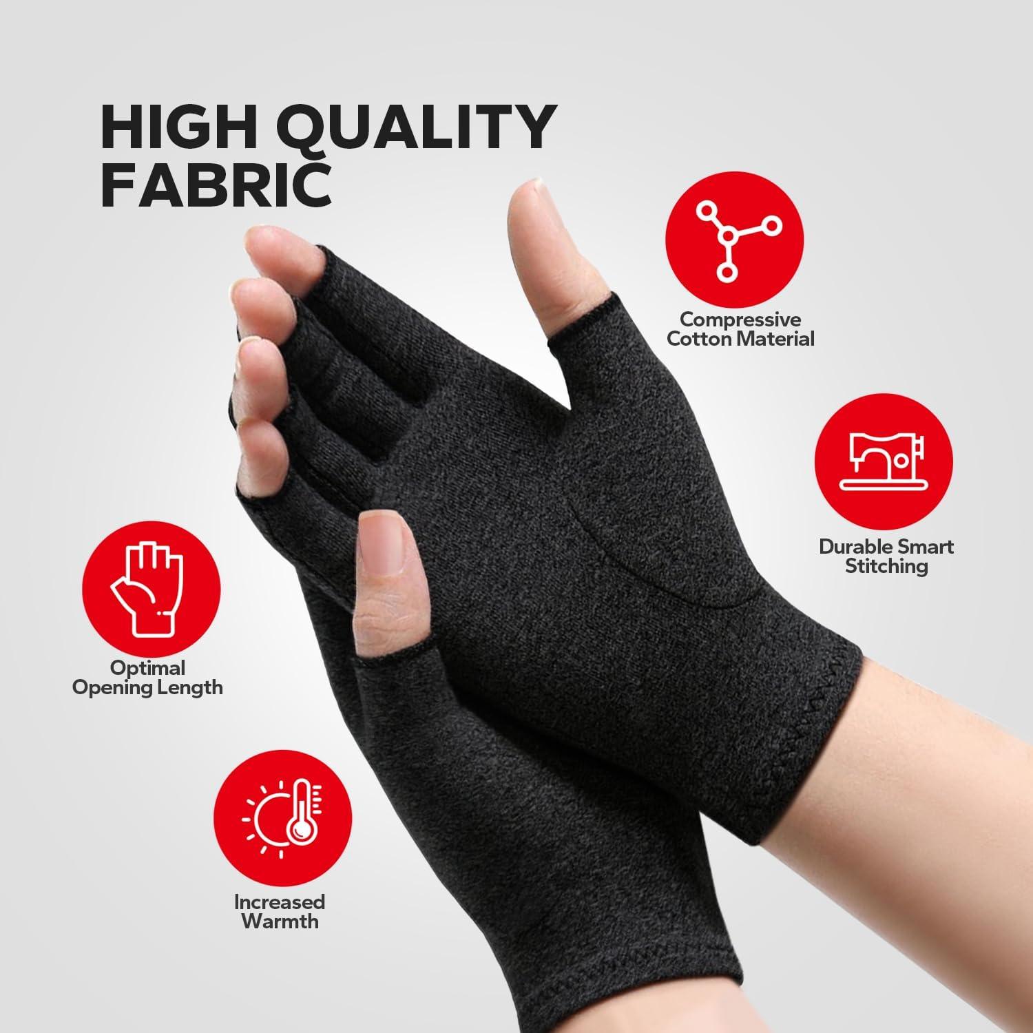 Guantes de compresión para artritis Unisex - Algodón Negro