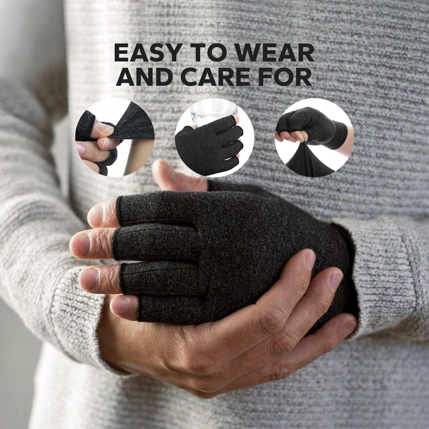 Guantes de compresión para artritis Unisex - Algodón Negro