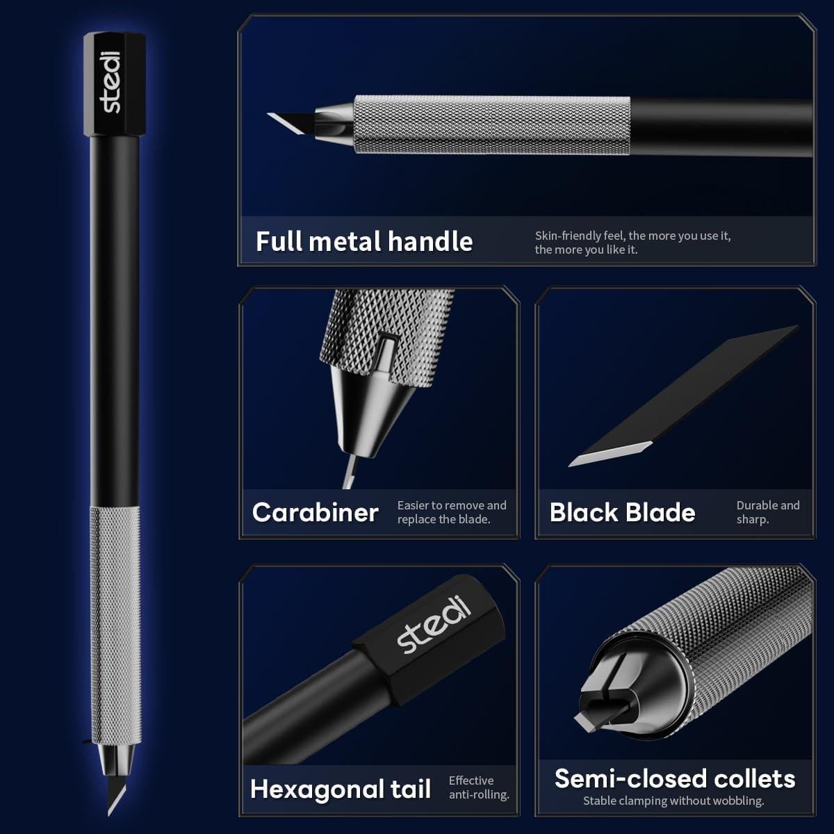 Cuchillo de Manualidades Stedi MS-21 con 20 Hojas Reemplazables