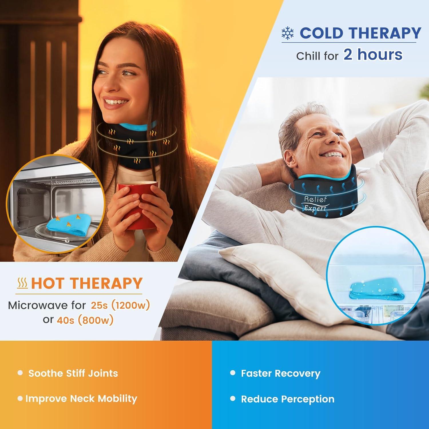 Collar Cervical Suave Relief Expert con Gel Caliente y Frío Azul