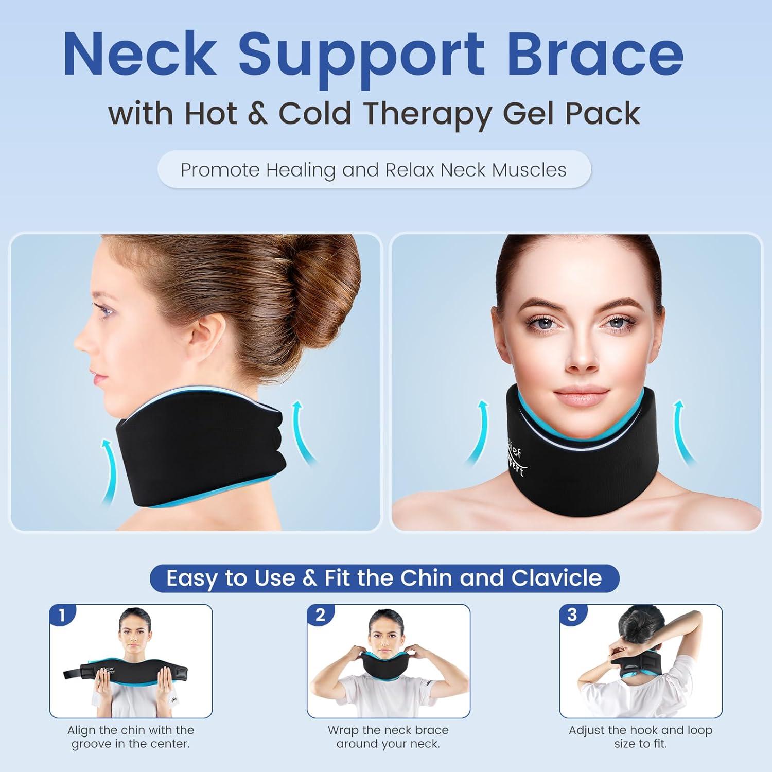 Collar Cervical Suave Relief Expert con Gel Caliente y Frío Azul