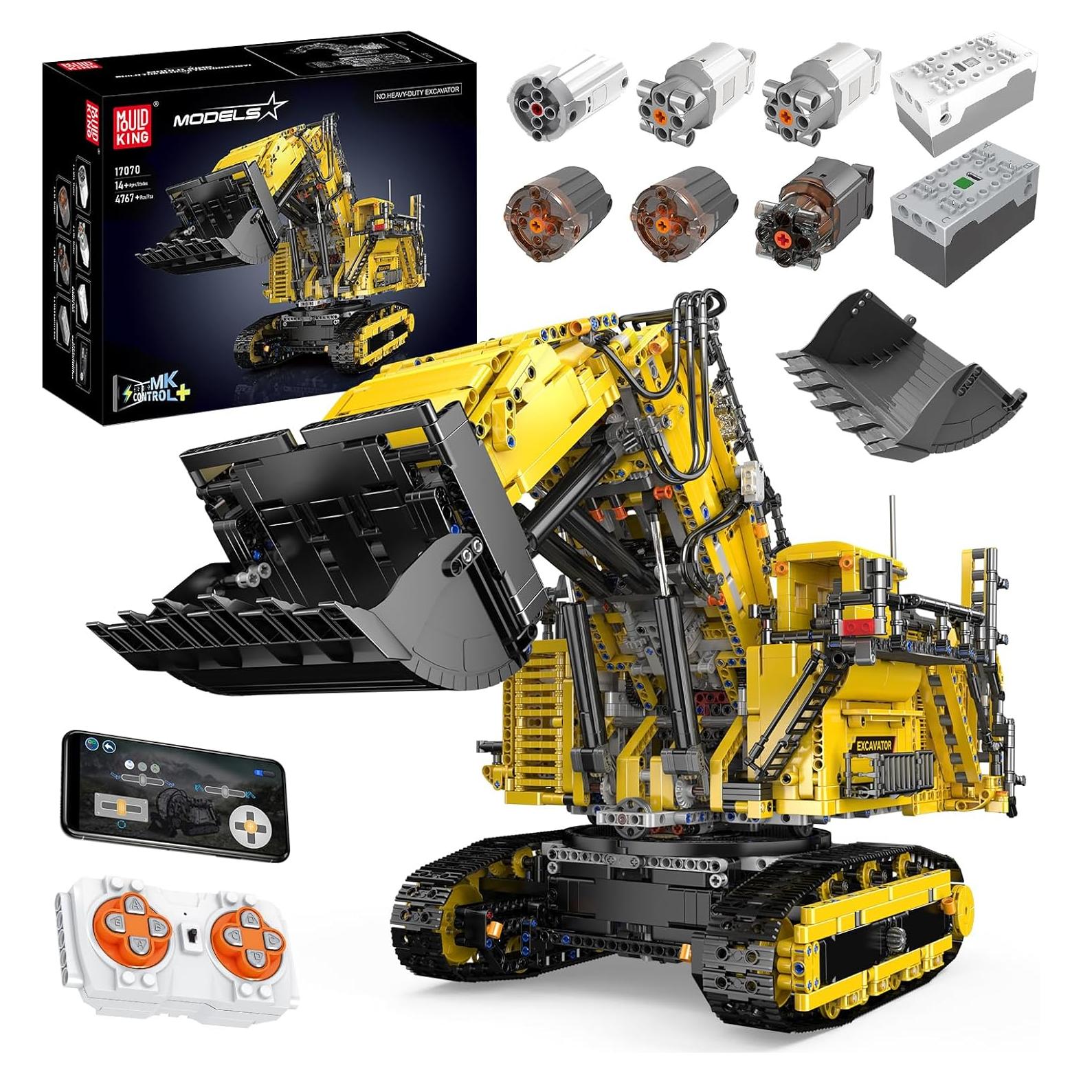 Excavadora RC Mould King 17070 4767 Piezas Control Remoto