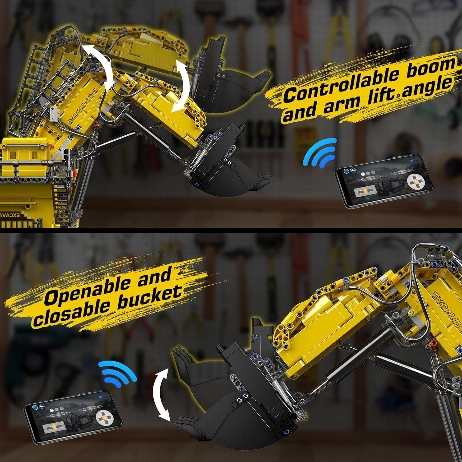Excavadora RC Mould King 17070 4767 Piezas Control Remoto