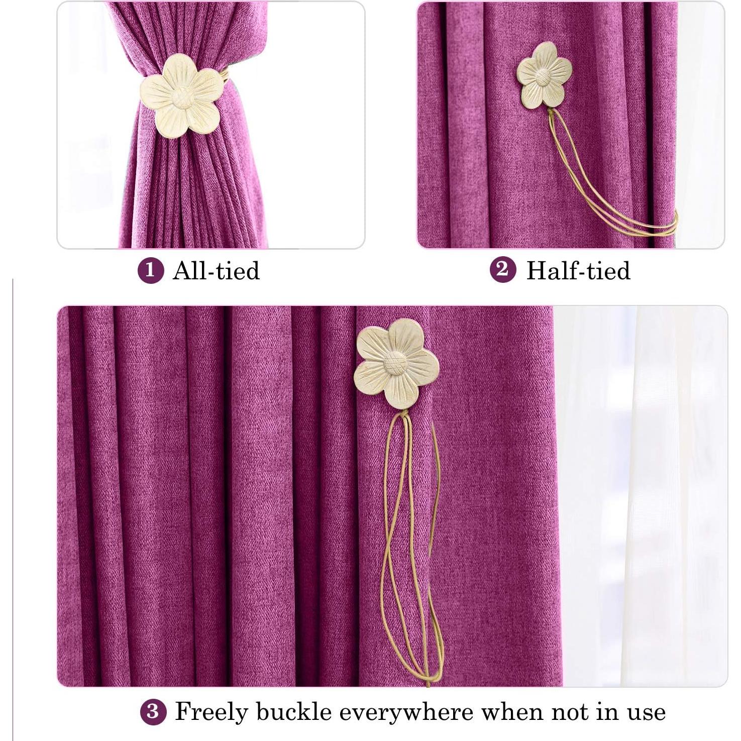 Corbata Magnética Vintage Lewondr 2 Piezas Beige para Cortinas